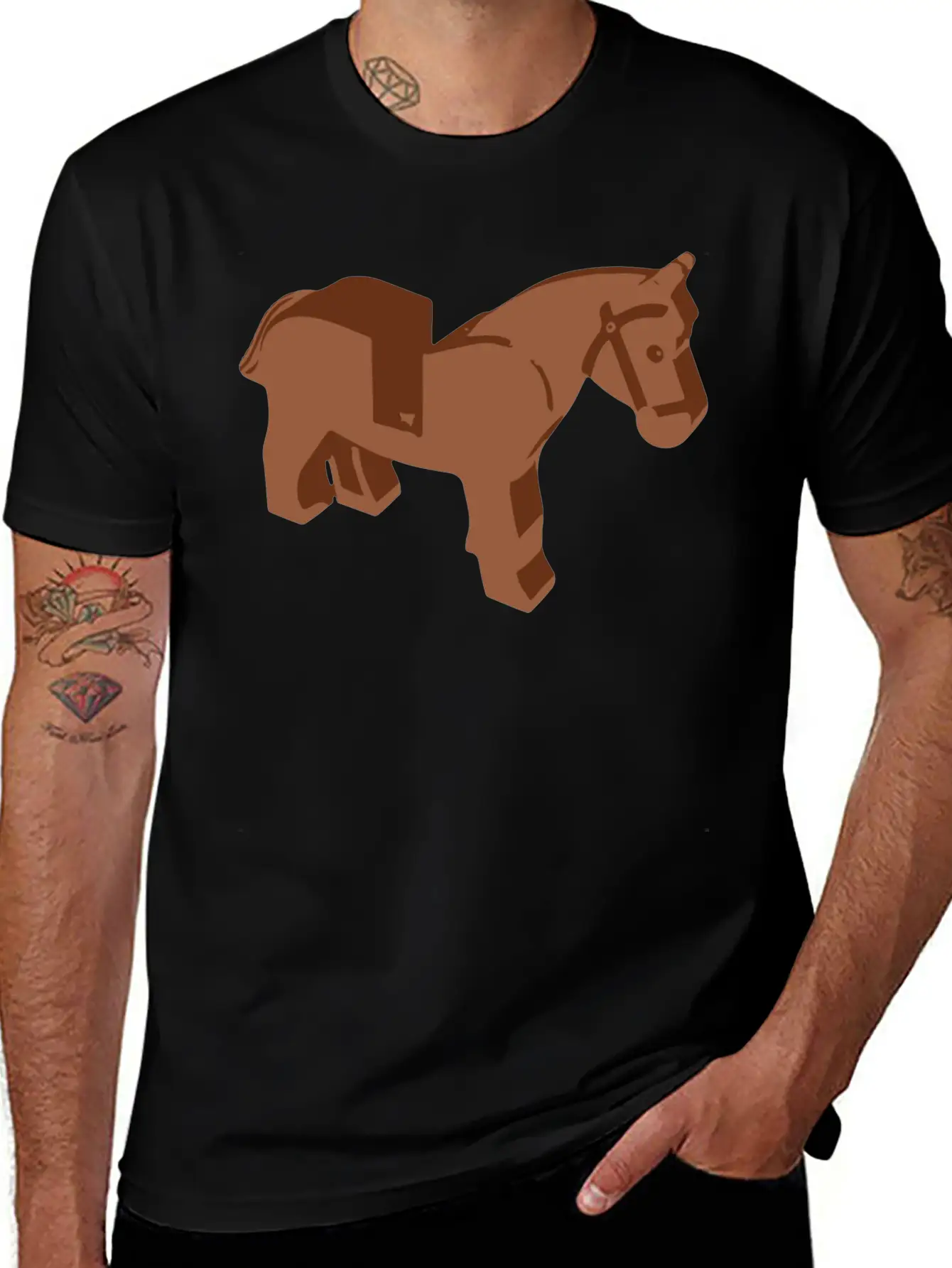 Toy Brick Horse Unisex Short Sleeve Soft Cotton T-Shirt – Casual Everyday Wear