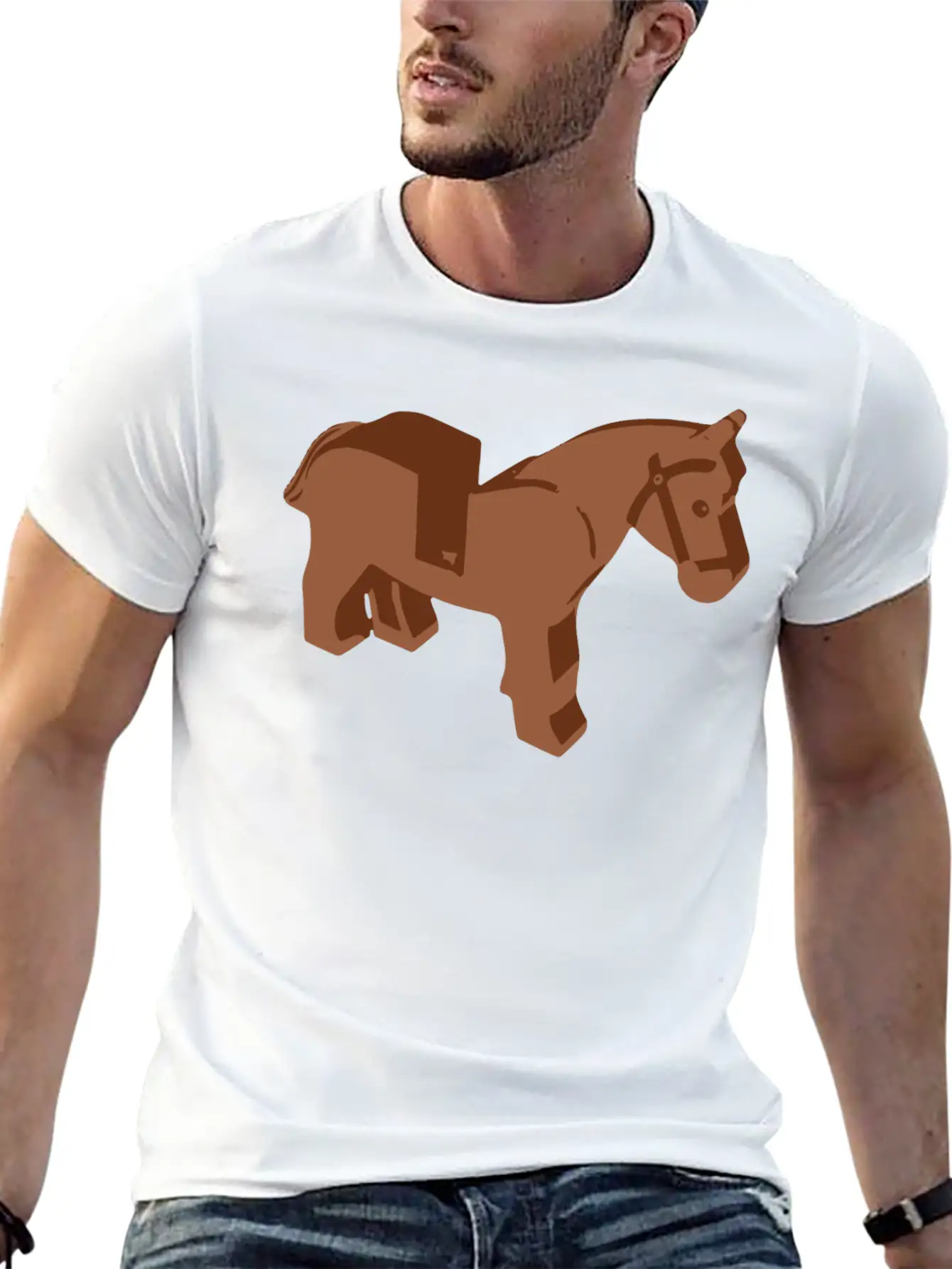 Toy Brick Horse Unisex Short Sleeve Soft Cotton T-Shirt – Casual Everyday Wear
