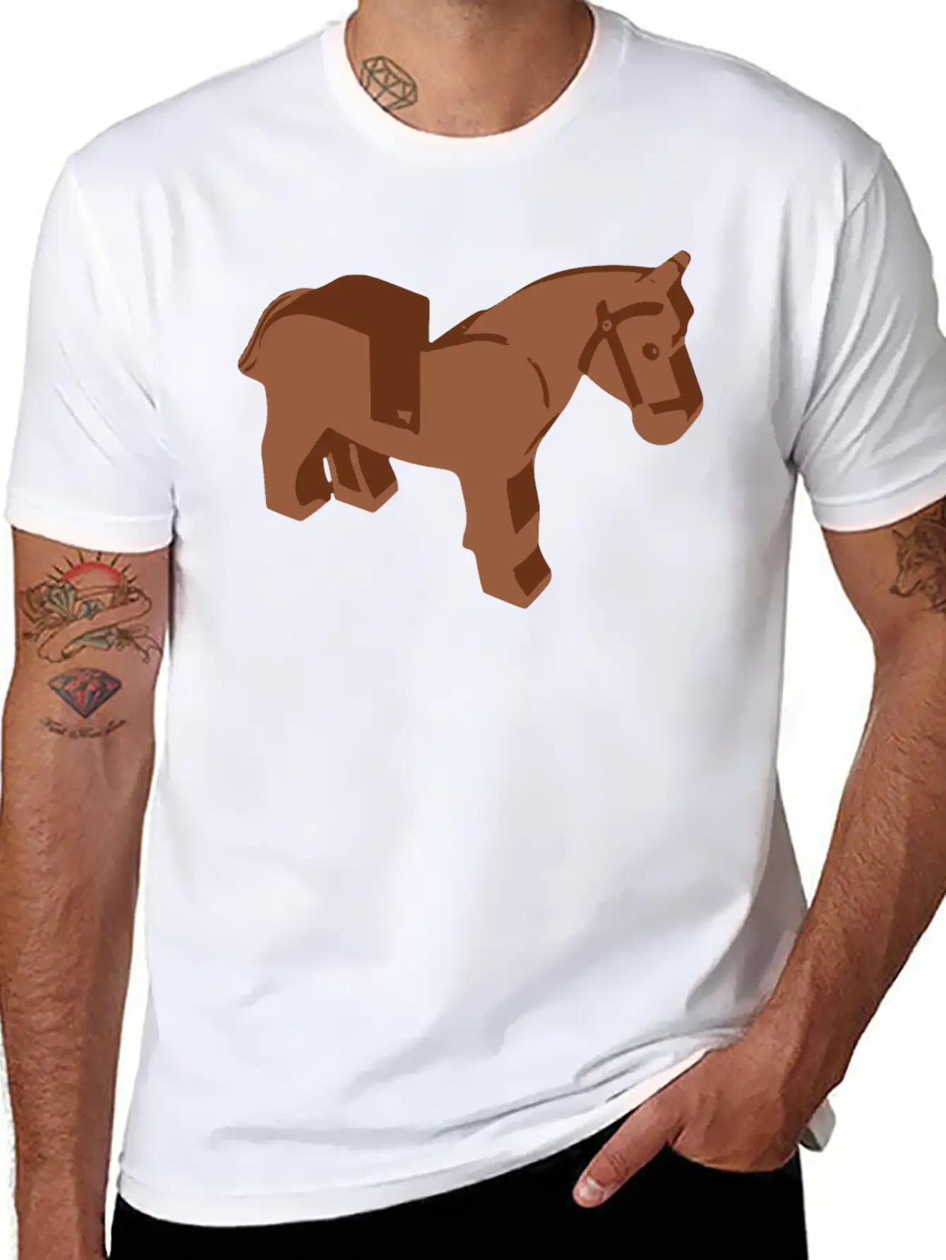 Toy Brick Horse Unisex Short Sleeve Soft Cotton T-Shirt – Casual Everyday Wear