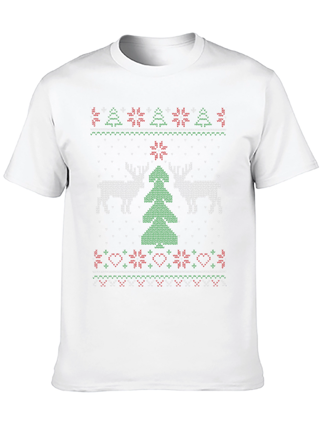 Festive Christmas Deer Tree Knit Pattern Tee