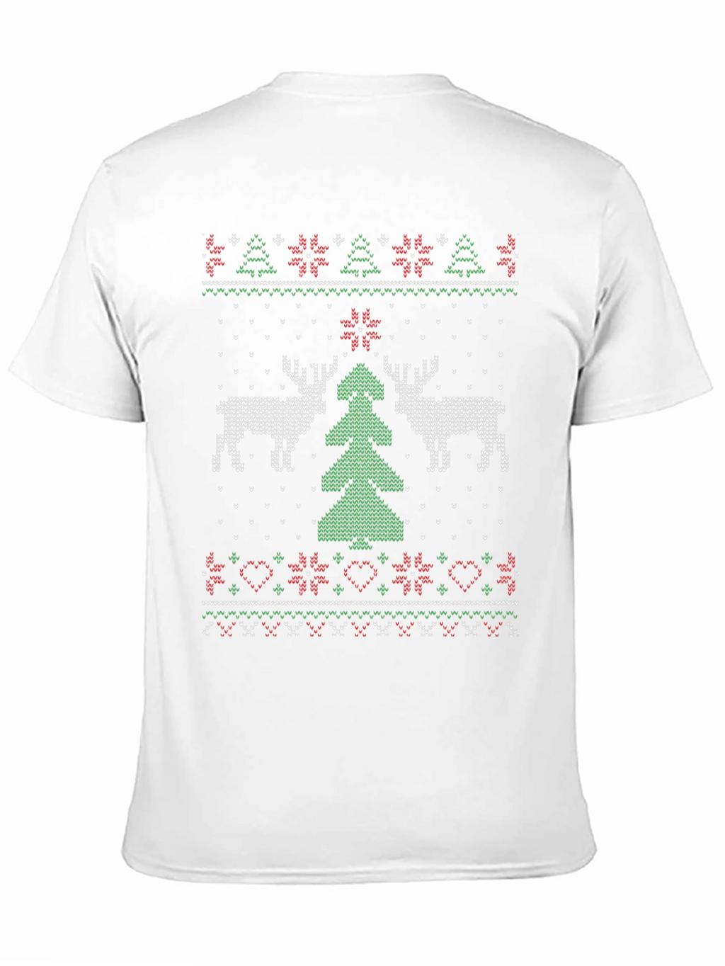 Festive Christmas Deer Tree Knit Pattern Tee