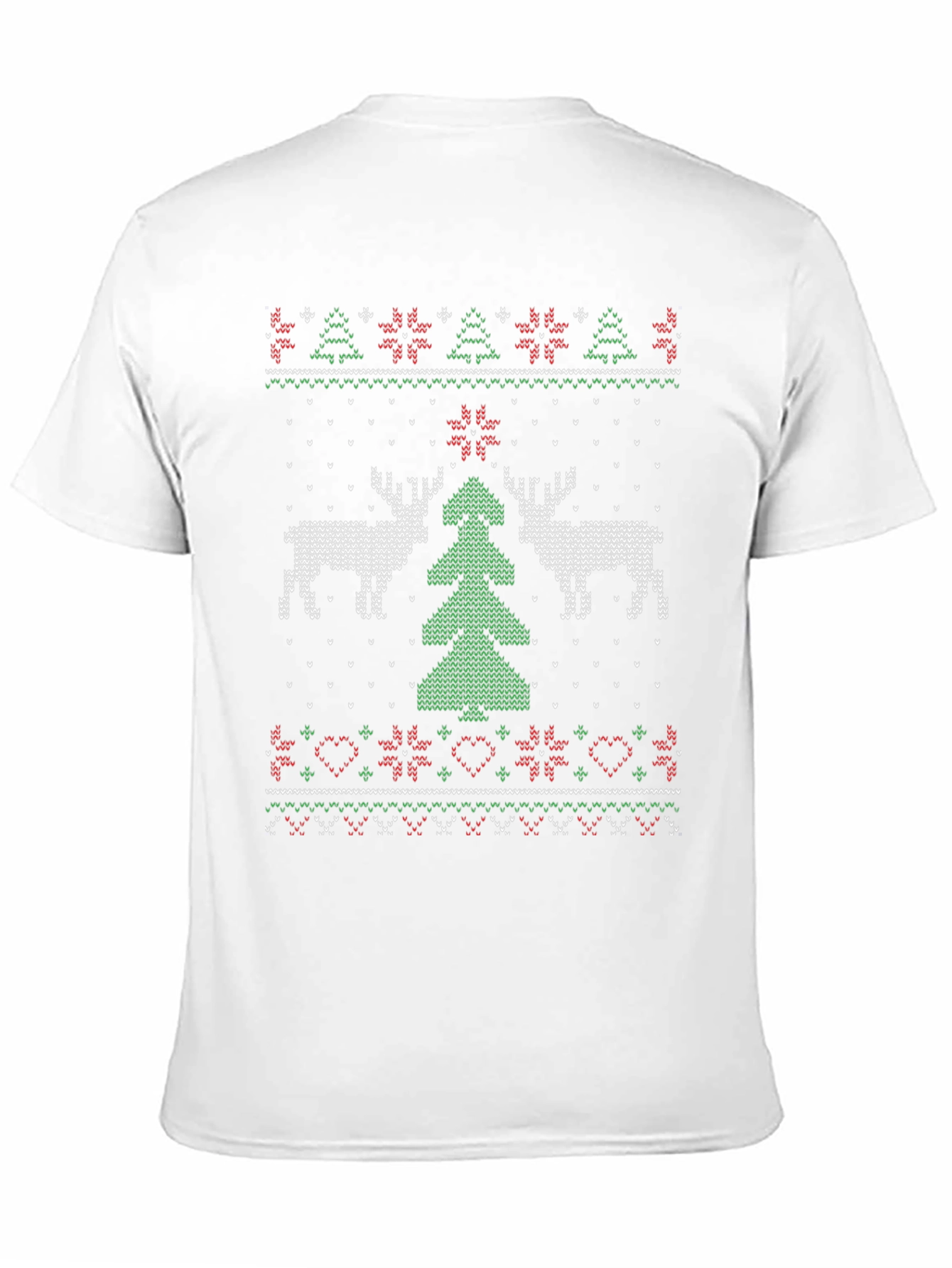 Festive Christmas Deer Tree Knit Pattern Tee