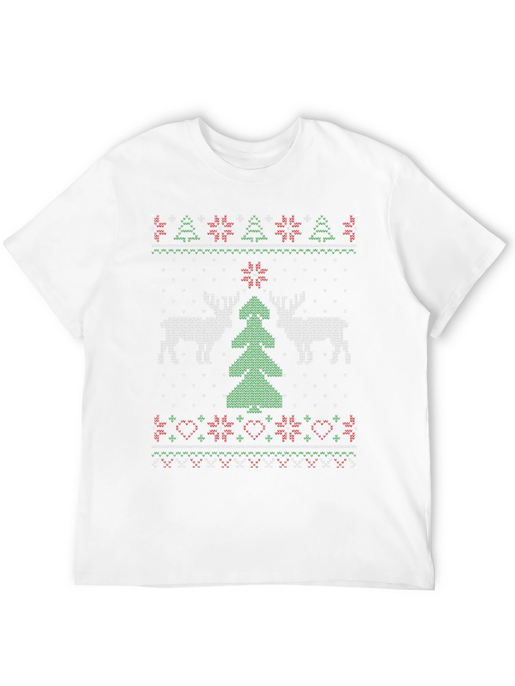 Festive Christmas Deer Tree Knit Pattern Tee