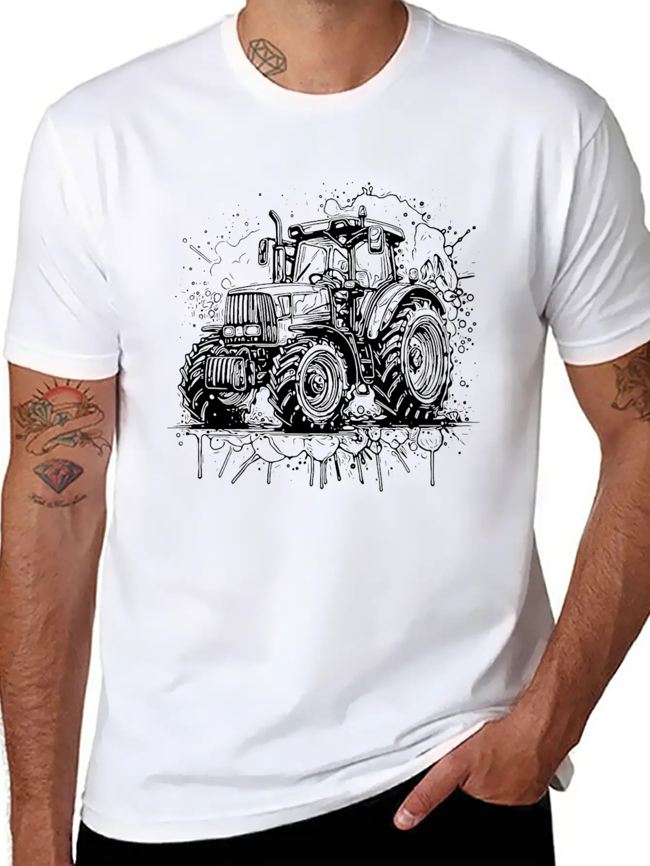 Tractor Splash Design With Field Tractor Experts Unisex Casual T-Shirt – Clean Design For Daily Comfort