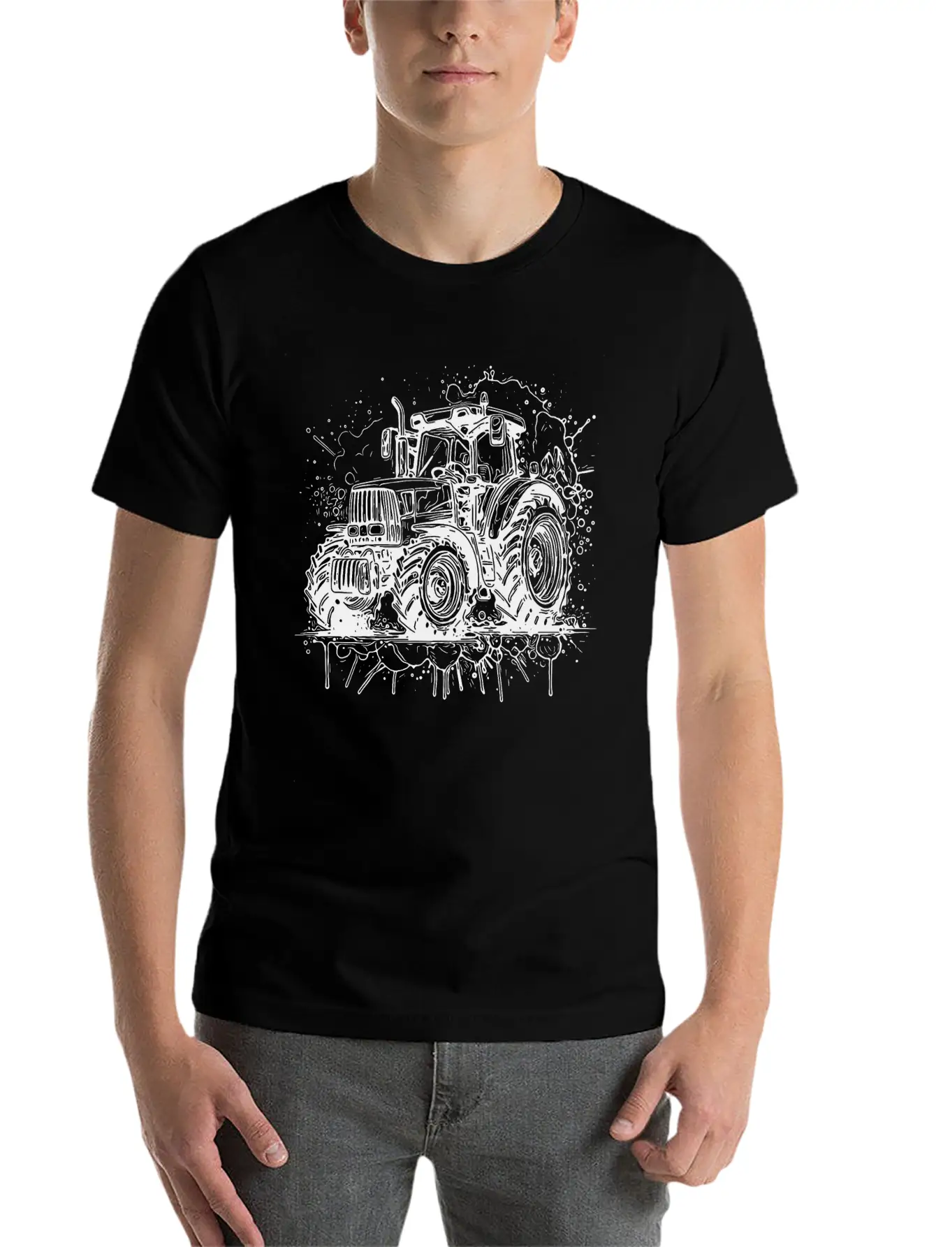 Tractor Splash Design With Field Tractor Experts Unisex Casual T-Shirt – Clean Design For Daily Comfort