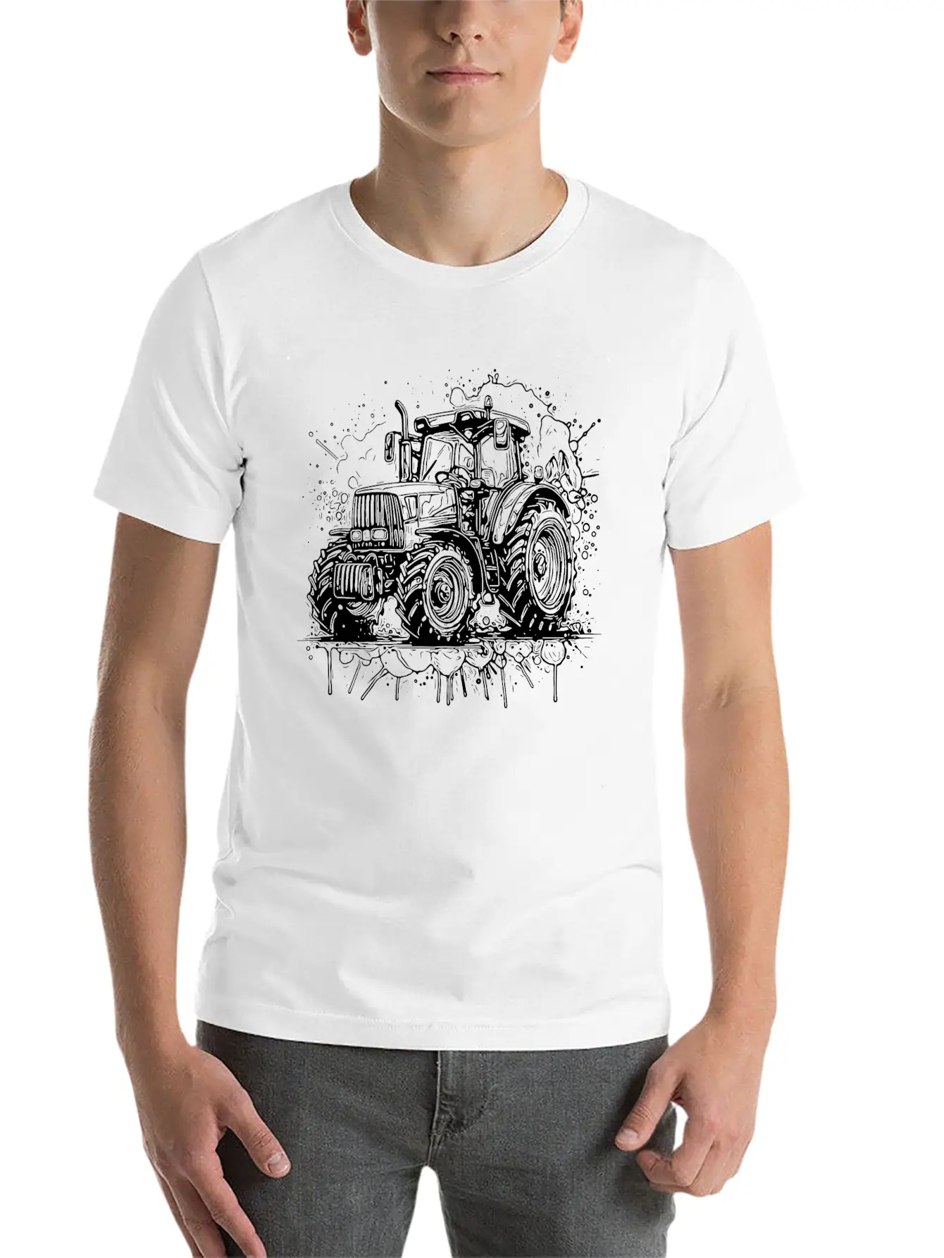 Tractor Splash Design With Field Tractor Experts Unisex Casual T-Shirt – Clean Design For Daily Comfort