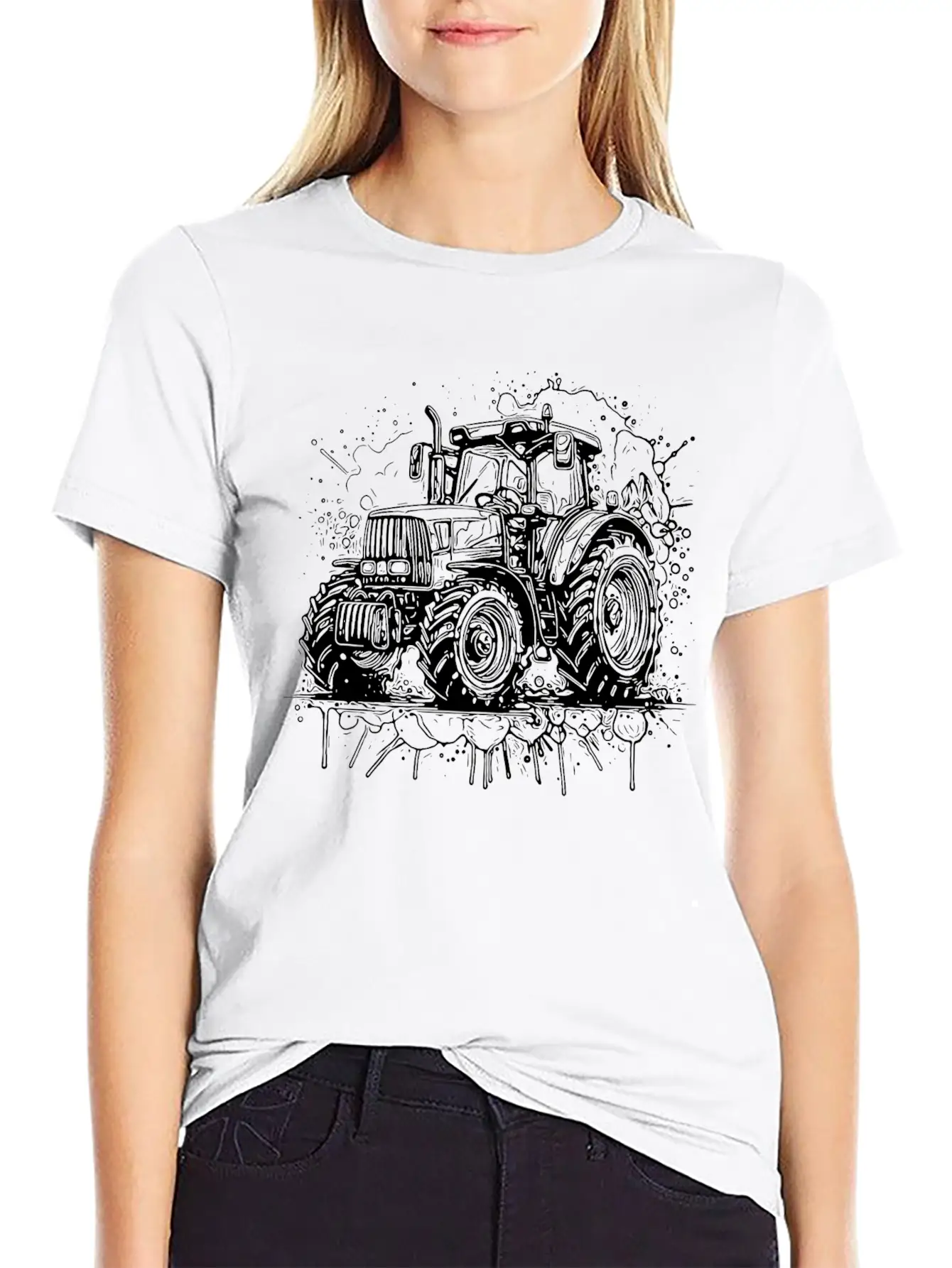 Tractor Splash Design With Field Tractor Experts Unisex Casual T-Shirt – Clean Design For Daily Comfort