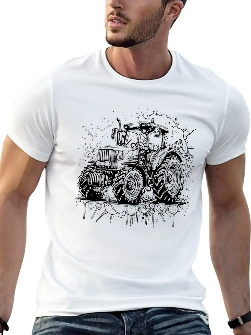 Tractor Splash Design With Field Tractor Experts Unisex Casual T-Shirt – Clean Design For Daily Comfort