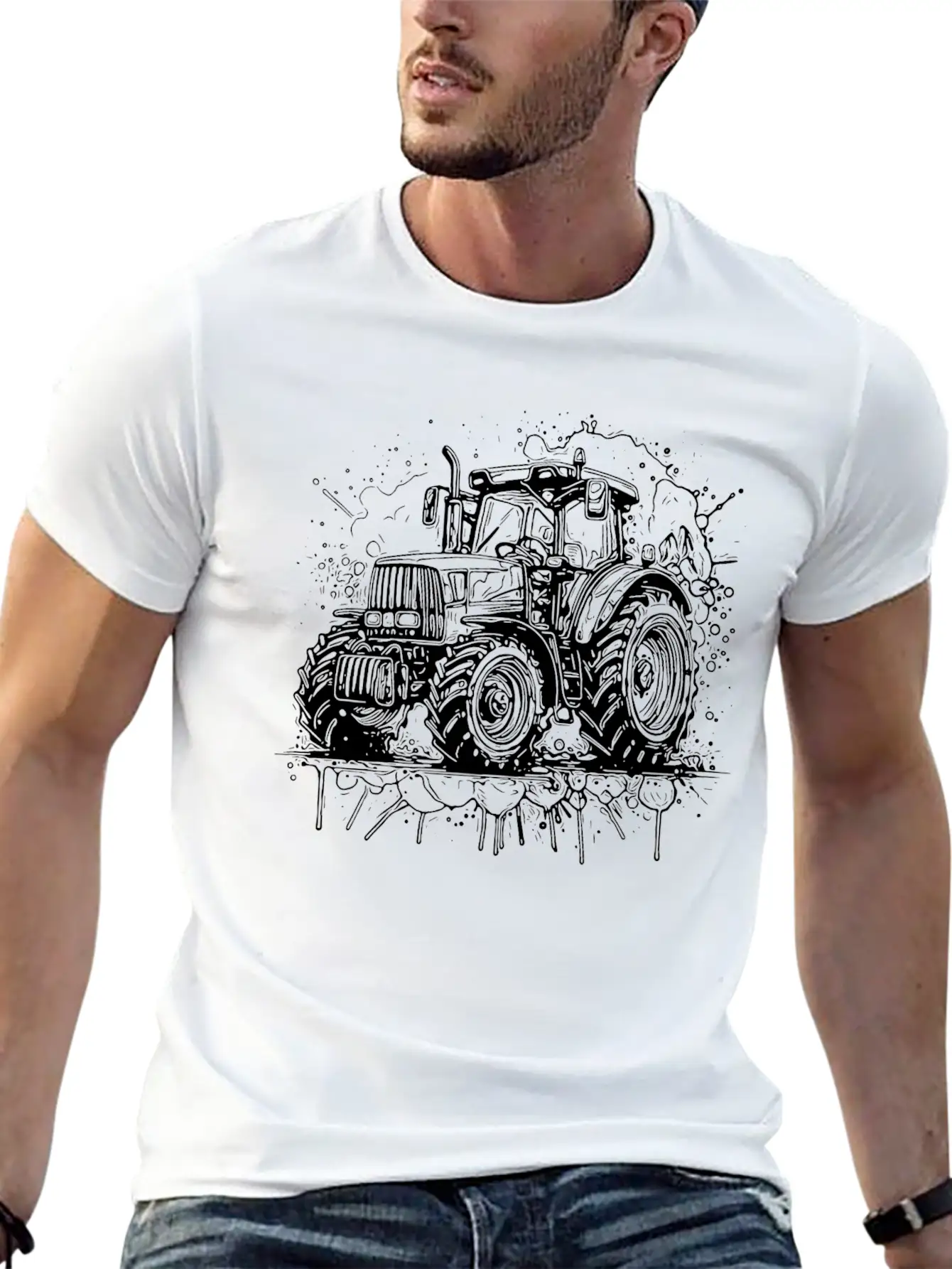 Tractor Splash Design With Field Tractor Experts Unisex Casual T-Shirt – Clean Design For Daily Comfort