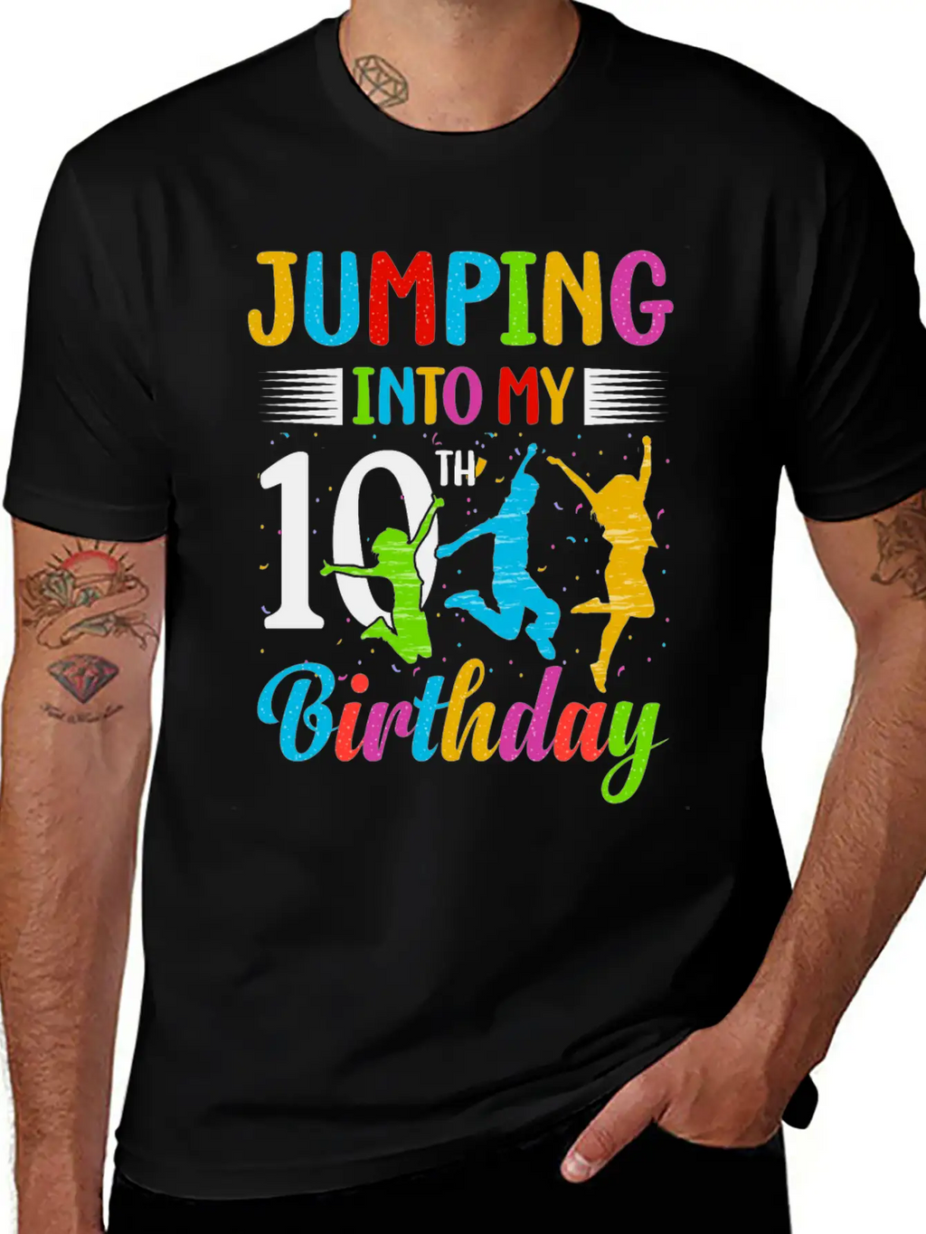 Trampoline Lover 8th Birthday Party Jumping Stylish Everyday T-Shirt – Unisex Basic Cotton Tee
