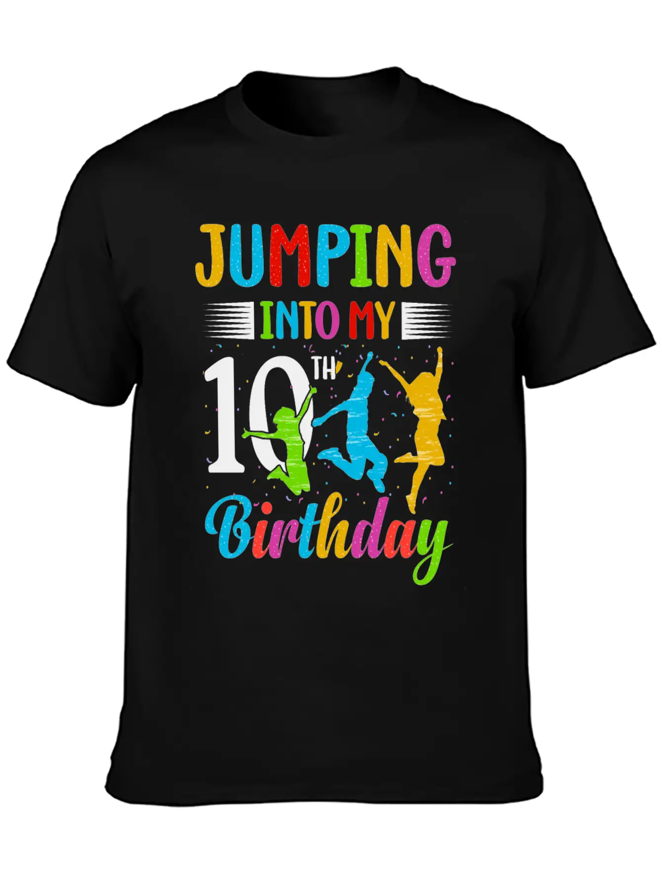 Trampoline Lover 8th Birthday Party Jumping Stylish Everyday T-Shirt – Unisex Basic Cotton Tee