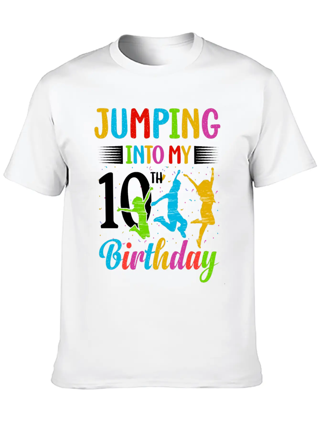 Trampoline Lover 8th Birthday Party Jumping Stylish Everyday T-Shirt – Unisex Basic Cotton Tee