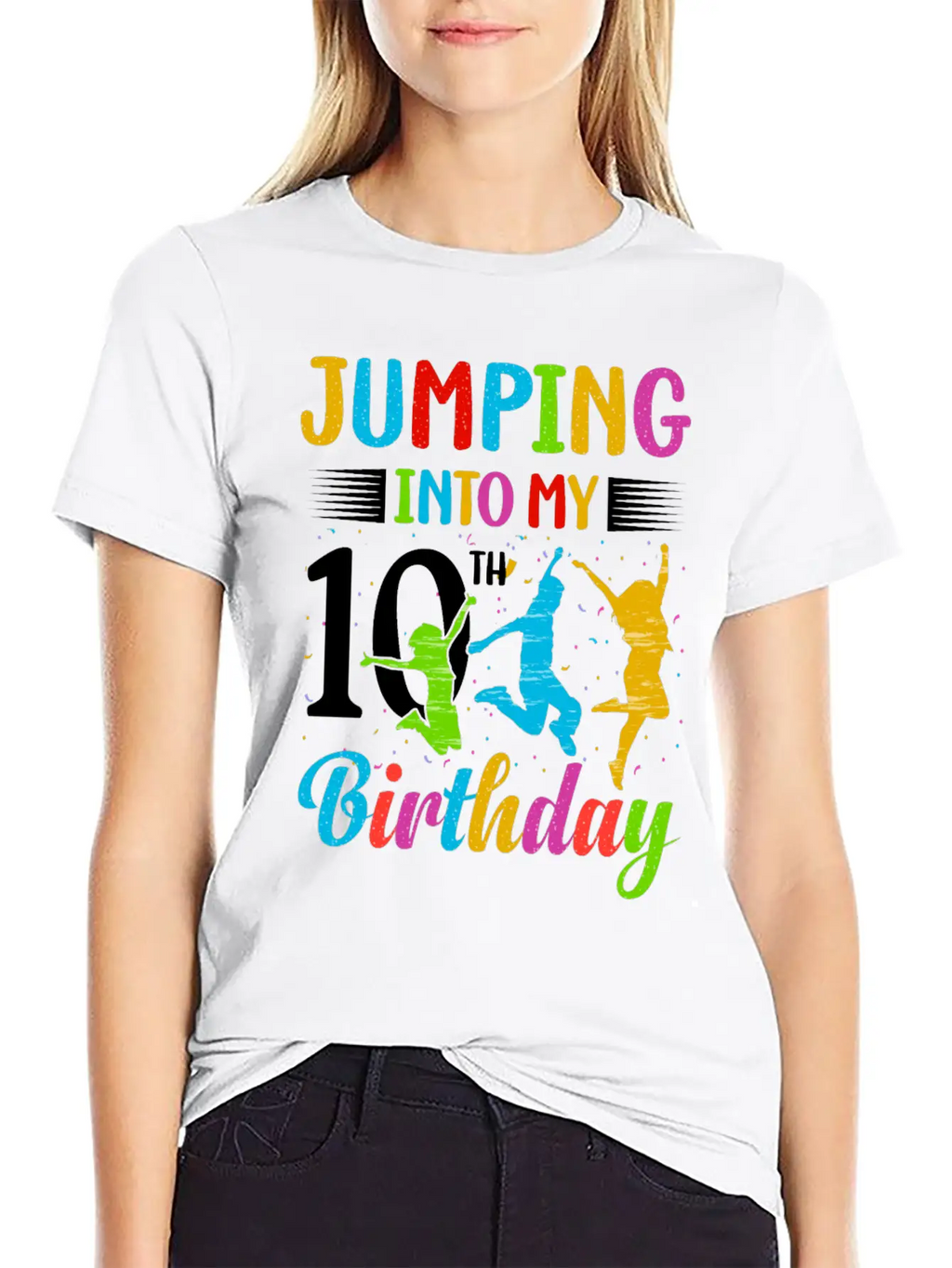 Trampoline Lover 8th Birthday Party Jumping Stylish Everyday T-Shirt – Unisex Basic Cotton Tee