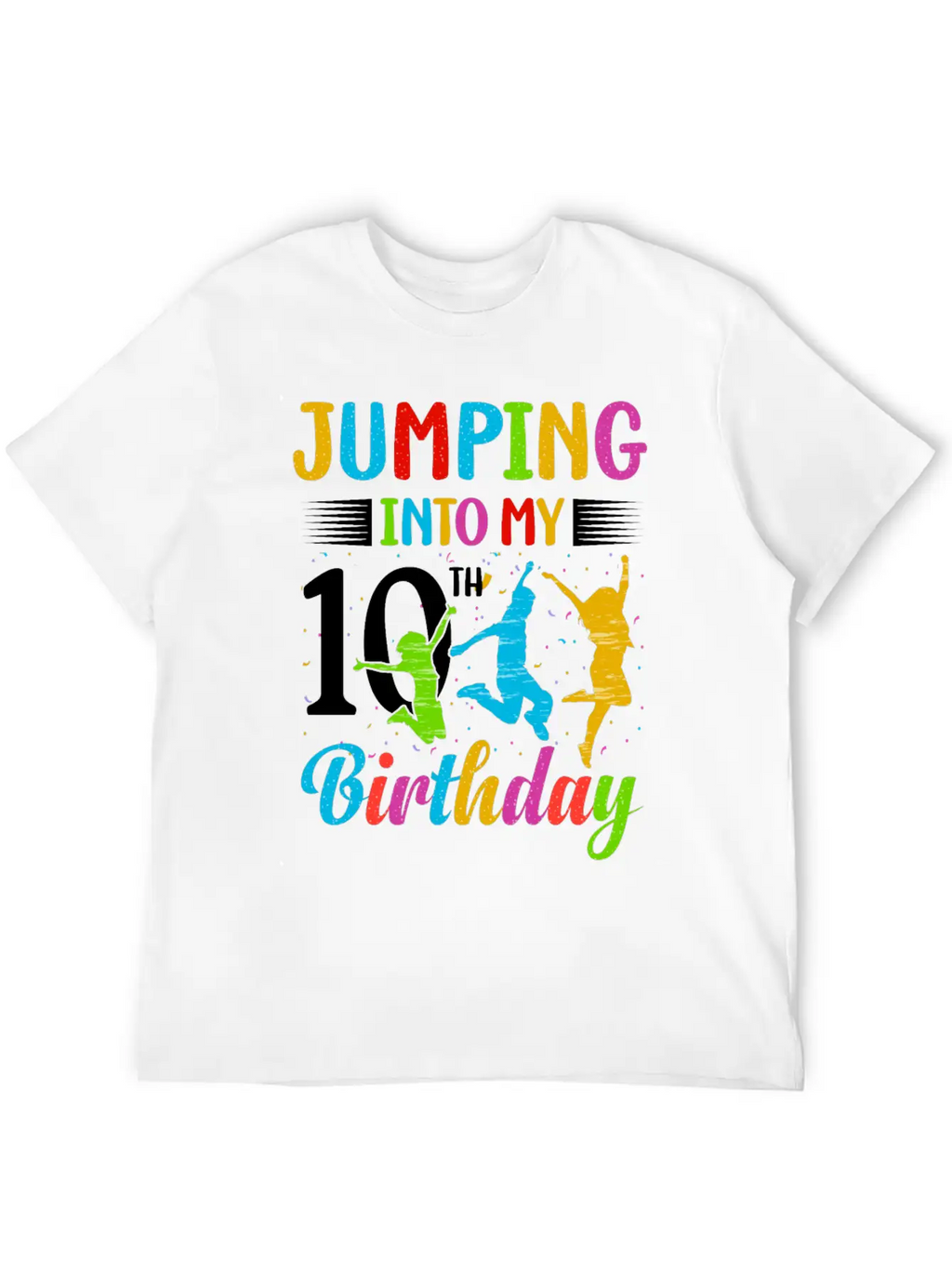 Trampoline Lover 8th Birthday Party Jumping Stylish Everyday T-Shirt – Unisex Basic Cotton Tee