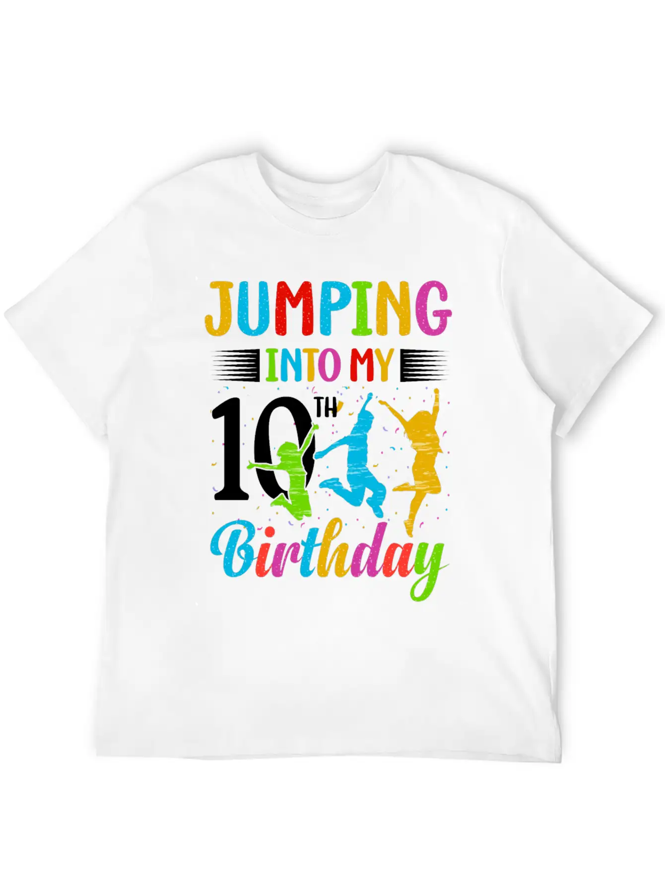 Trampoline Lover 8th Birthday Party Jumping Stylish Everyday T-Shirt – Unisex Basic Cotton Tee