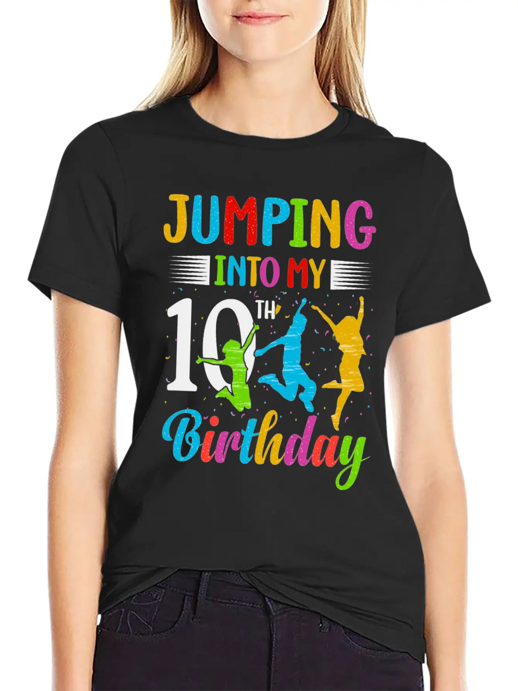 Trampoline Lover 8th Birthday Party Jumping Stylish Everyday T-Shirt – Unisex Basic Cotton Tee