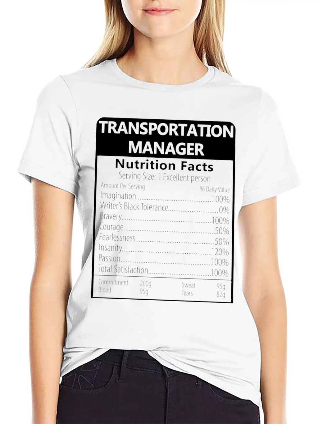 Transportation Manager Nutrition Facts Sarcastic Unisex Casual T-Shirt – Clean Design For Daily Comfort