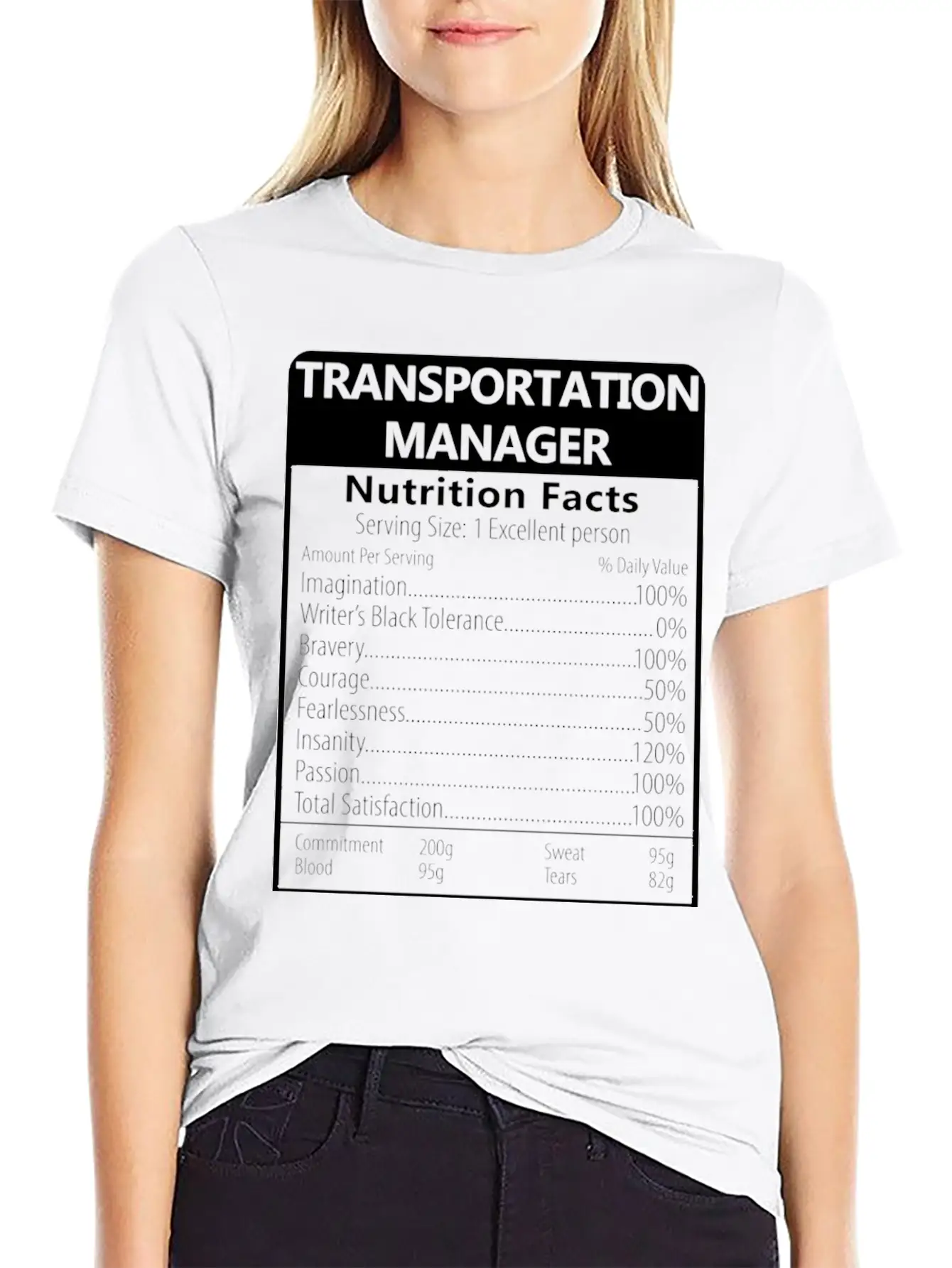 Transportation Manager Nutrition Facts Sarcastic Unisex Casual T-Shirt – Clean Design For Daily Comfort