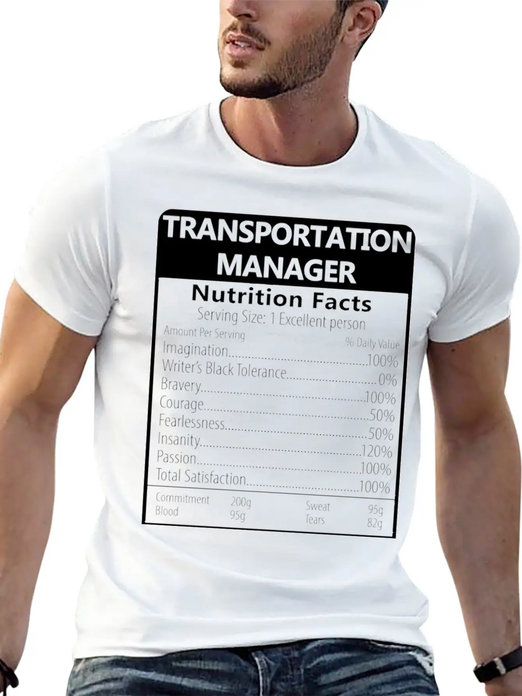 Transportation Manager Nutrition Facts Sarcastic Unisex Casual T-Shirt – Clean Design For Daily Comfort