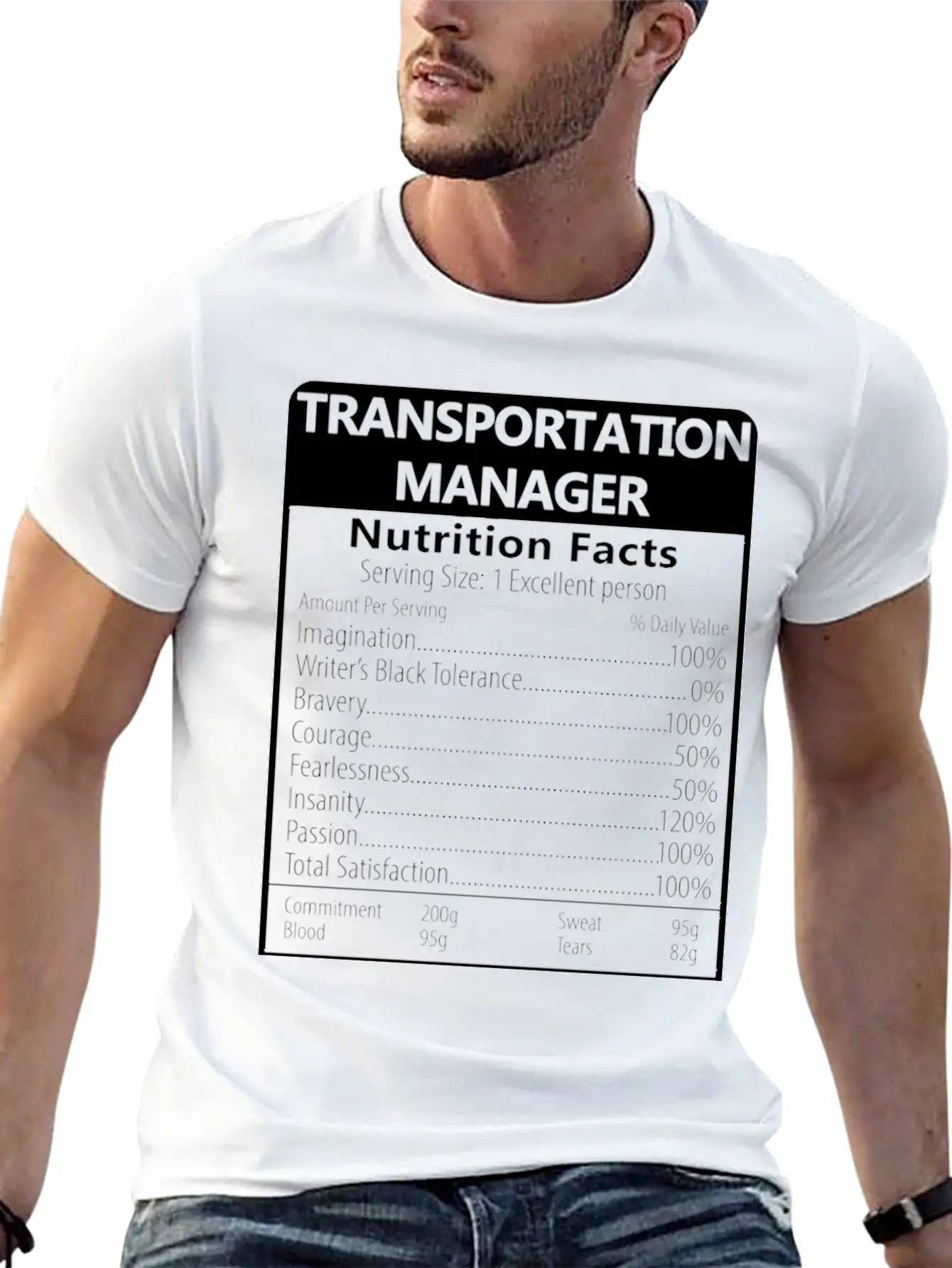Transportation Manager Nutrition Facts Sarcastic Unisex Casual T-Shirt – Clean Design For Daily Comfort