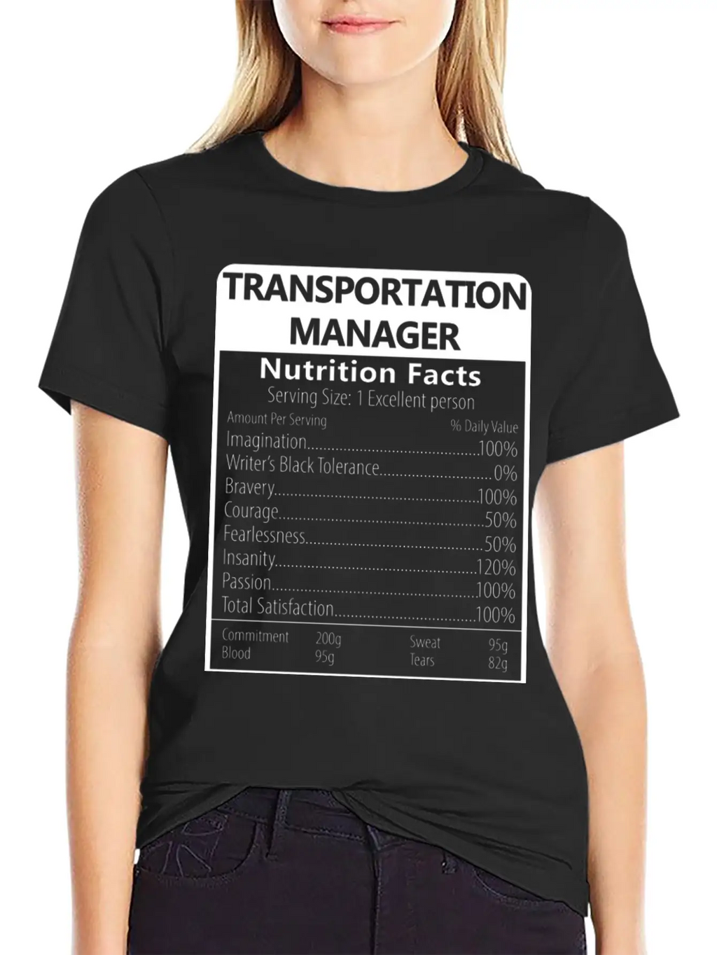 Transportation Manager Nutrition Facts Sarcastic Unisex Casual T-Shirt – Clean Design For Daily Comfort