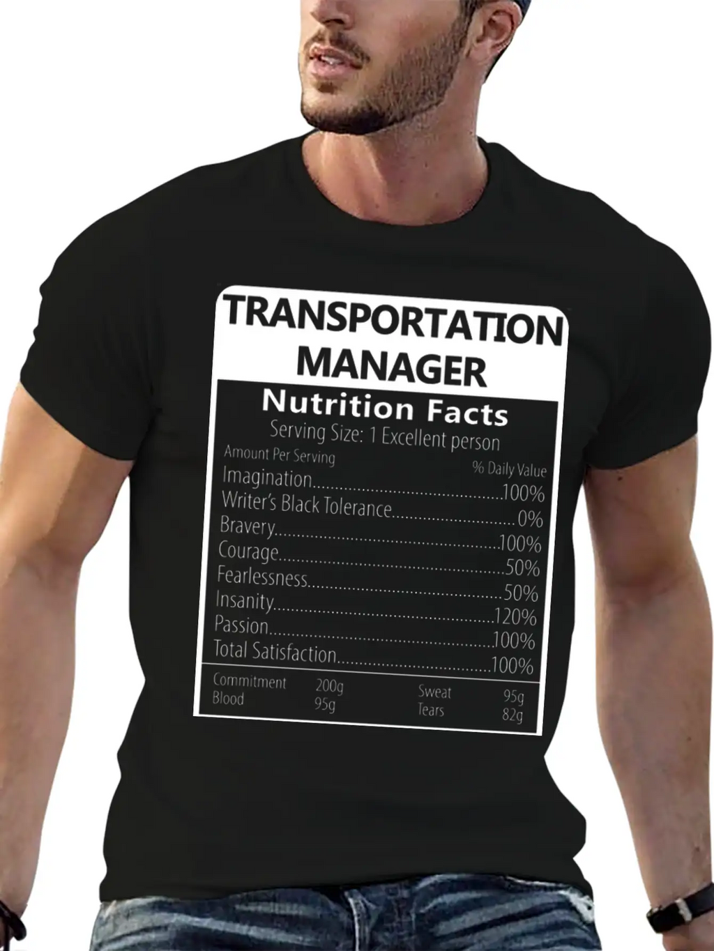 Transportation Manager Nutrition Facts Sarcastic Unisex Casual T-Shirt – Clean Design For Daily Comfort