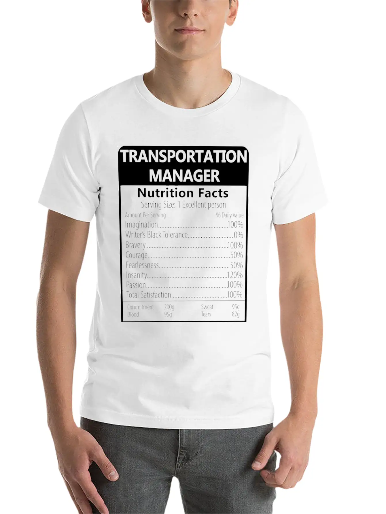 Transportation Manager Nutrition Facts Sarcastic Unisex Casual T-Shirt – Clean Design For Daily Comfort