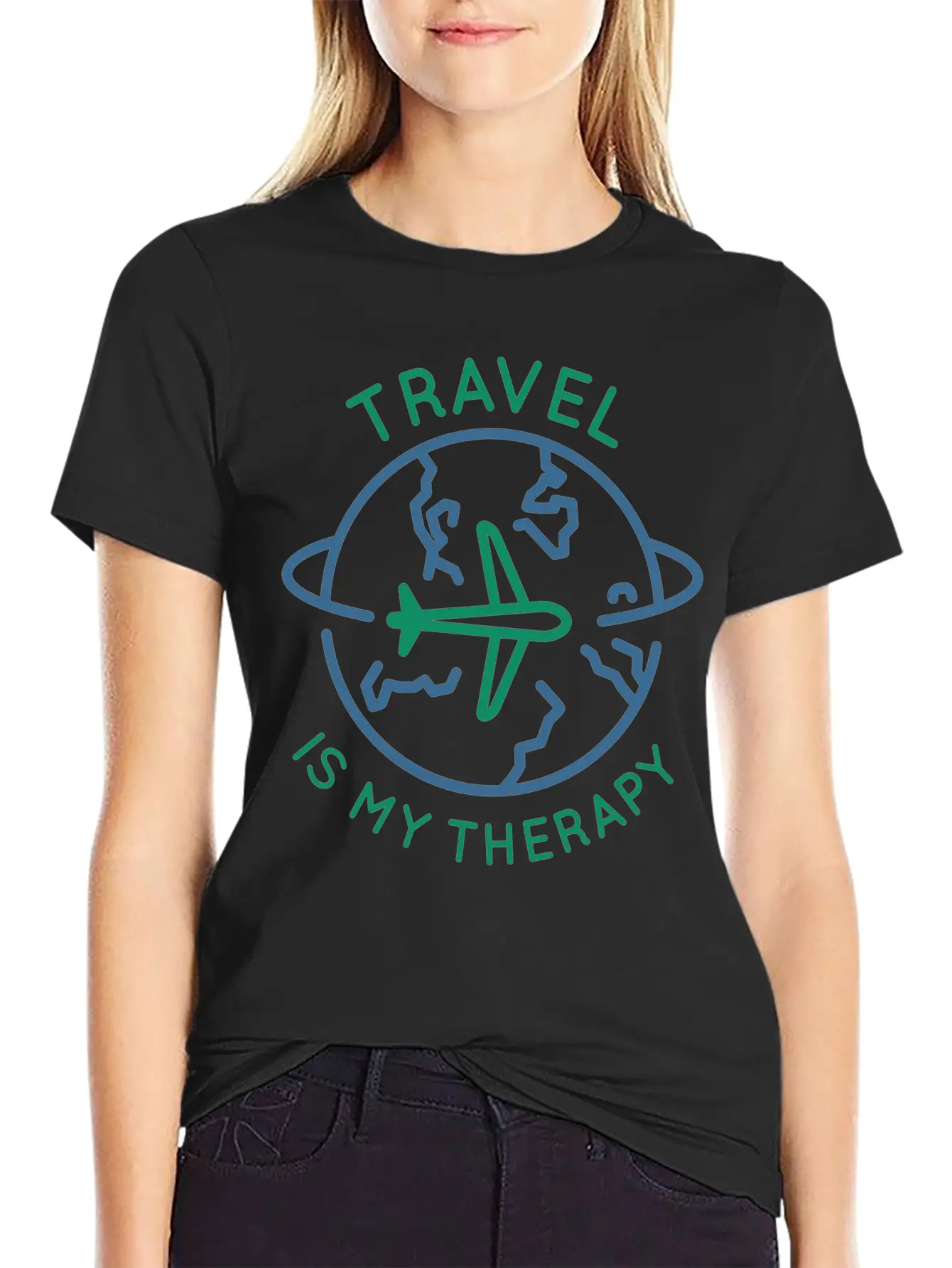 Travel Is My Therapy Casual Graphic T-Shirt – Simple And Comfortable Daily Wear