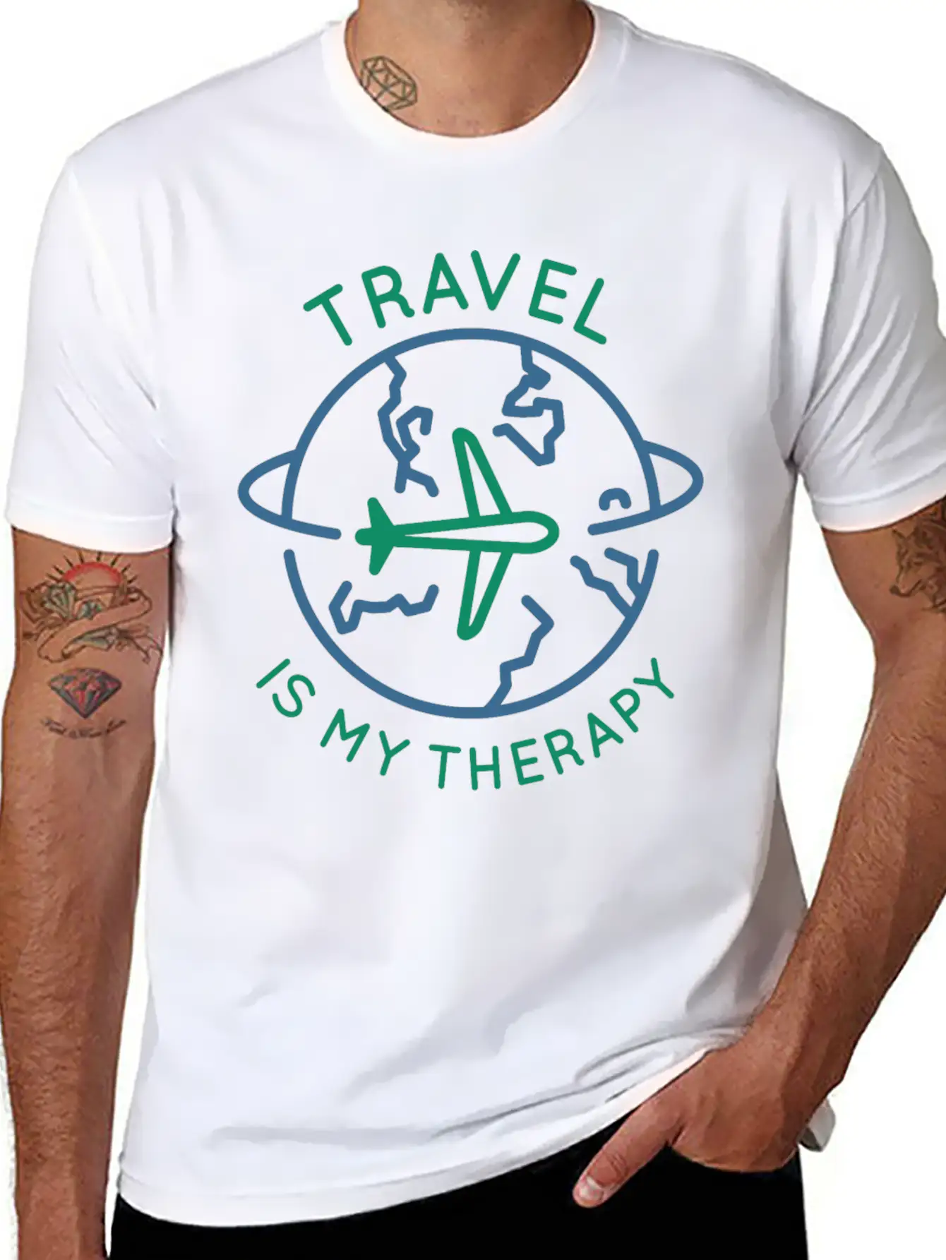 Travel Is My Therapy Casual Graphic T-Shirt – Simple And Comfortable Daily Wear