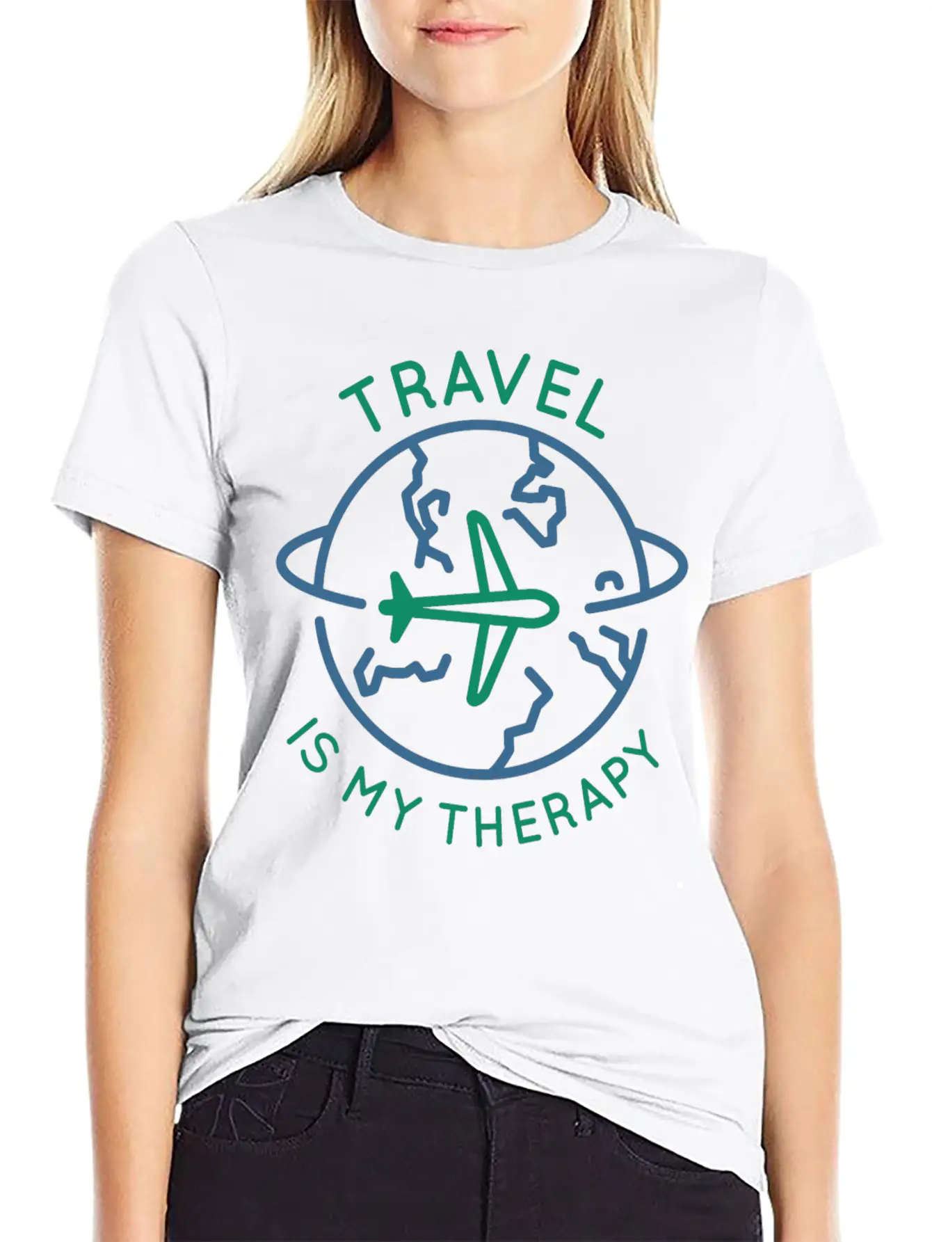Travel Is My Therapy Casual Graphic T-Shirt – Simple And Comfortable Daily Wear