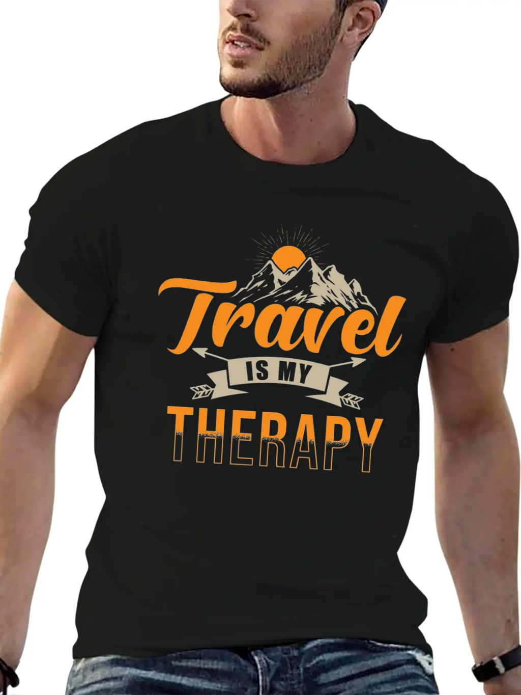 Traveler Traveling Travel Is My Therapy Unisex Casual T-Shirt – Clean Design For Daily Comfort
