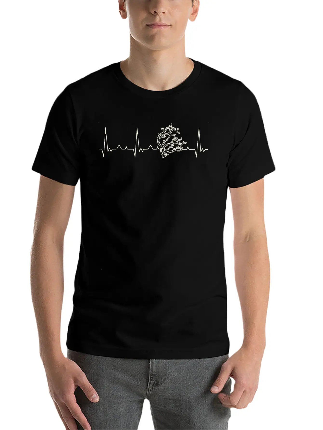 Tree Branch. Heart. Love. EKG. Pulse. Beat. Unisex Casual T-Shirt – Clean Design For Daily Comfort