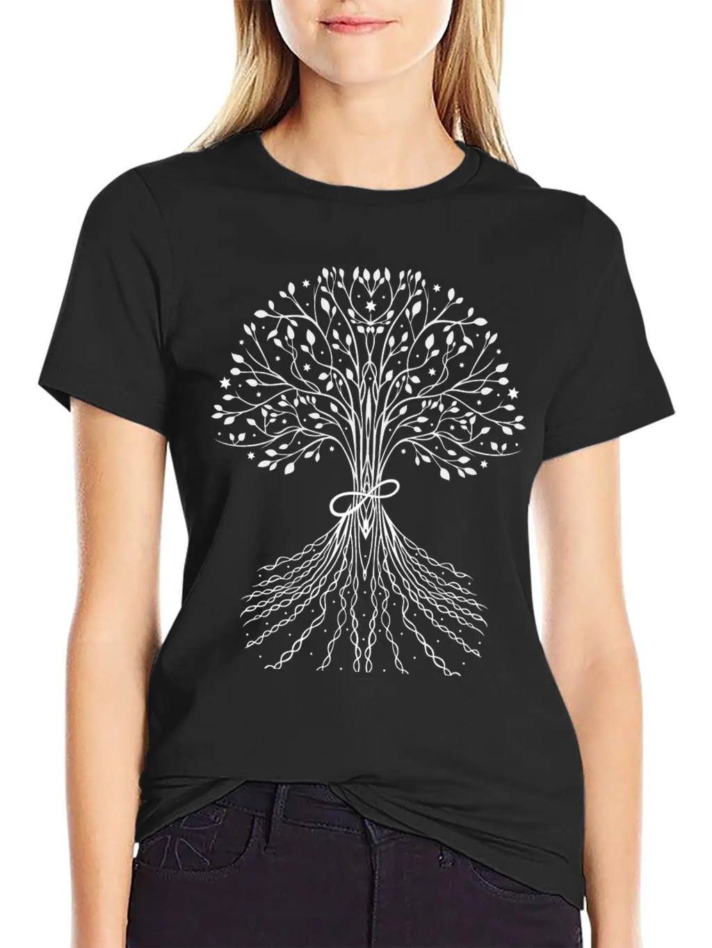Tree Of Life With Infinity Symbol Casual Graphic T-Shirt – Simple And Comfortable Daily Wear
