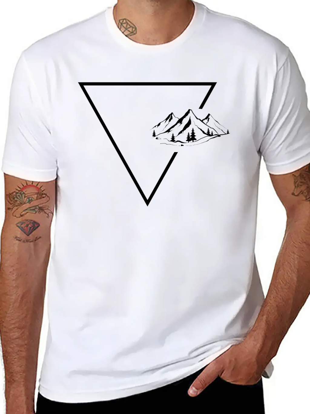 Triangle 1 And Mountain - (B) Unisex Short Sleeve Soft Cotton T-Shirt – Casual Everyday Wear