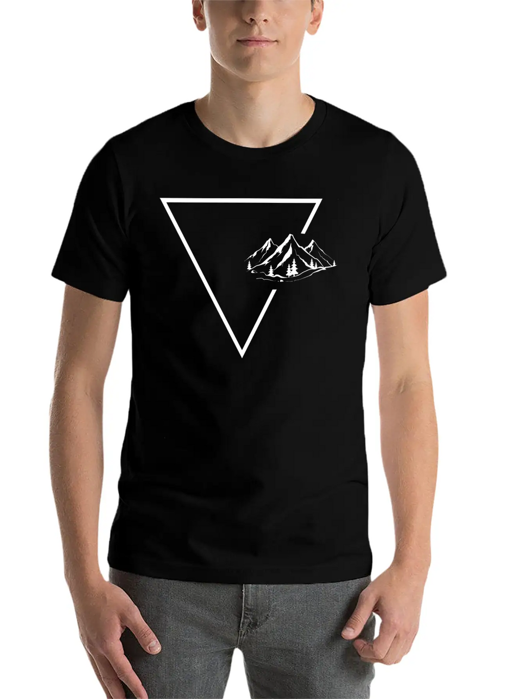 Triangle 1 And Mountain - (B) Unisex Short Sleeve Soft Cotton T-Shirt – Casual Everyday Wear