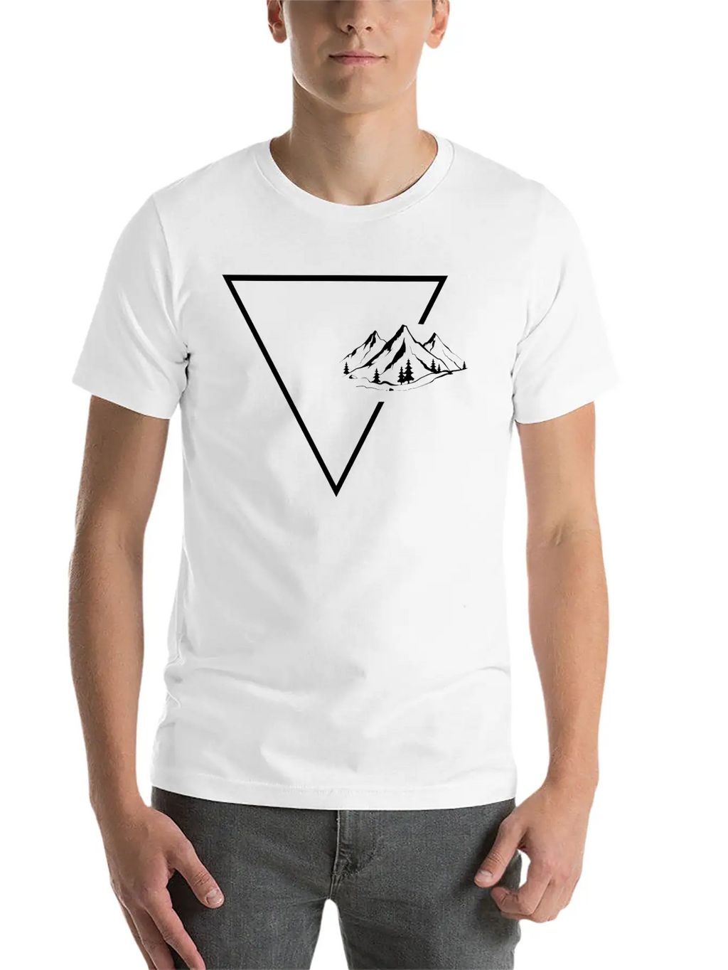 Triangle 1 And Mountain - (B) Unisex Short Sleeve Soft Cotton T-Shirt – Casual Everyday Wear