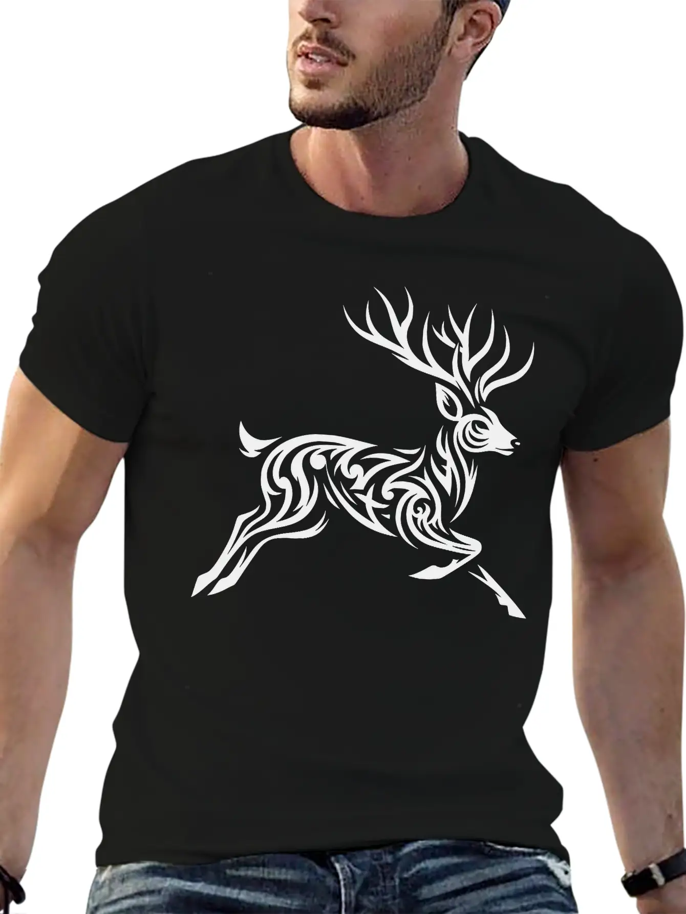 Tribal Deer Unisex Casual T-Shirt – Clean Design For Daily Comfort