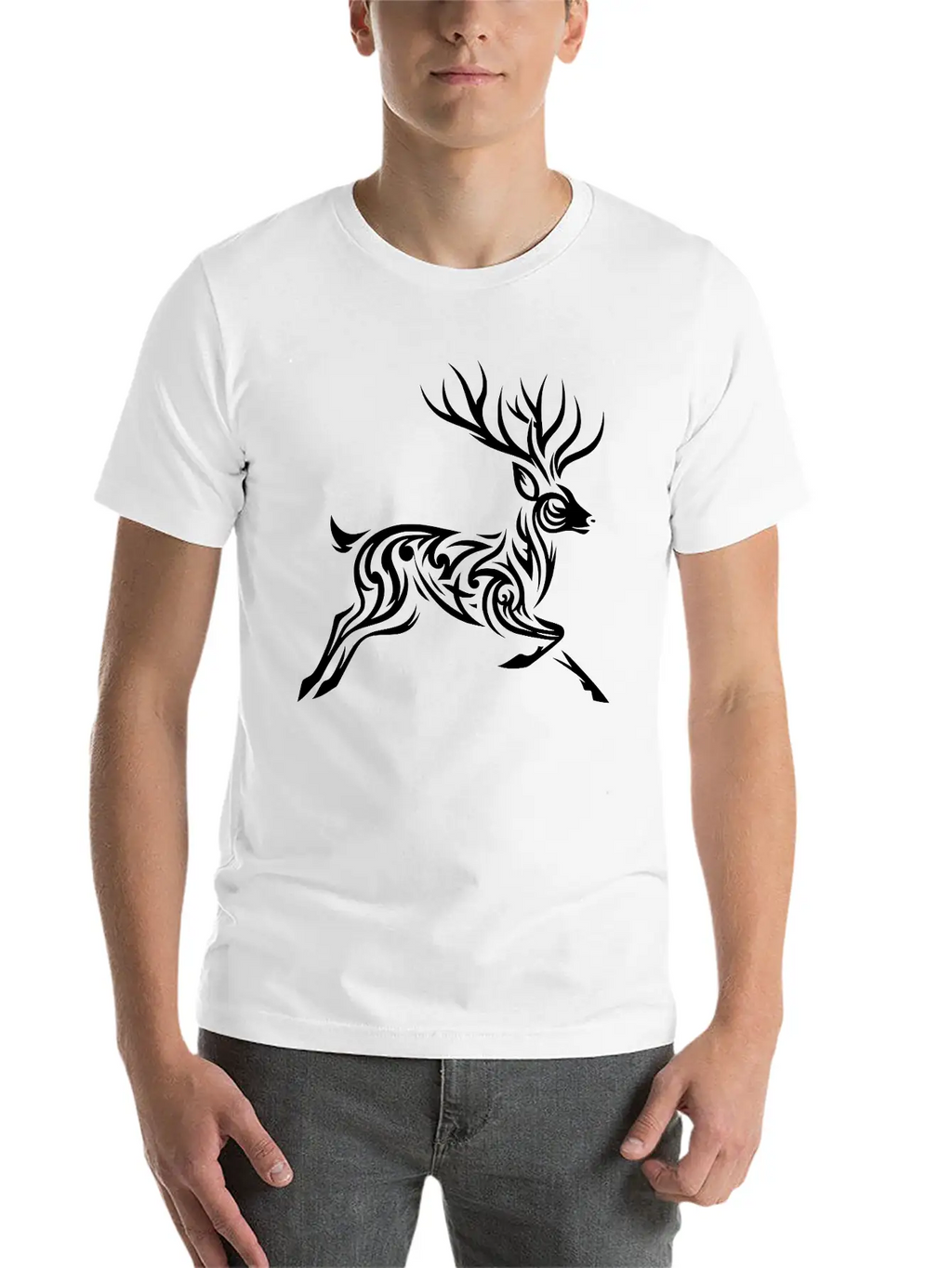Tribal Deer Unisex Casual T-Shirt – Clean Design For Daily Comfort