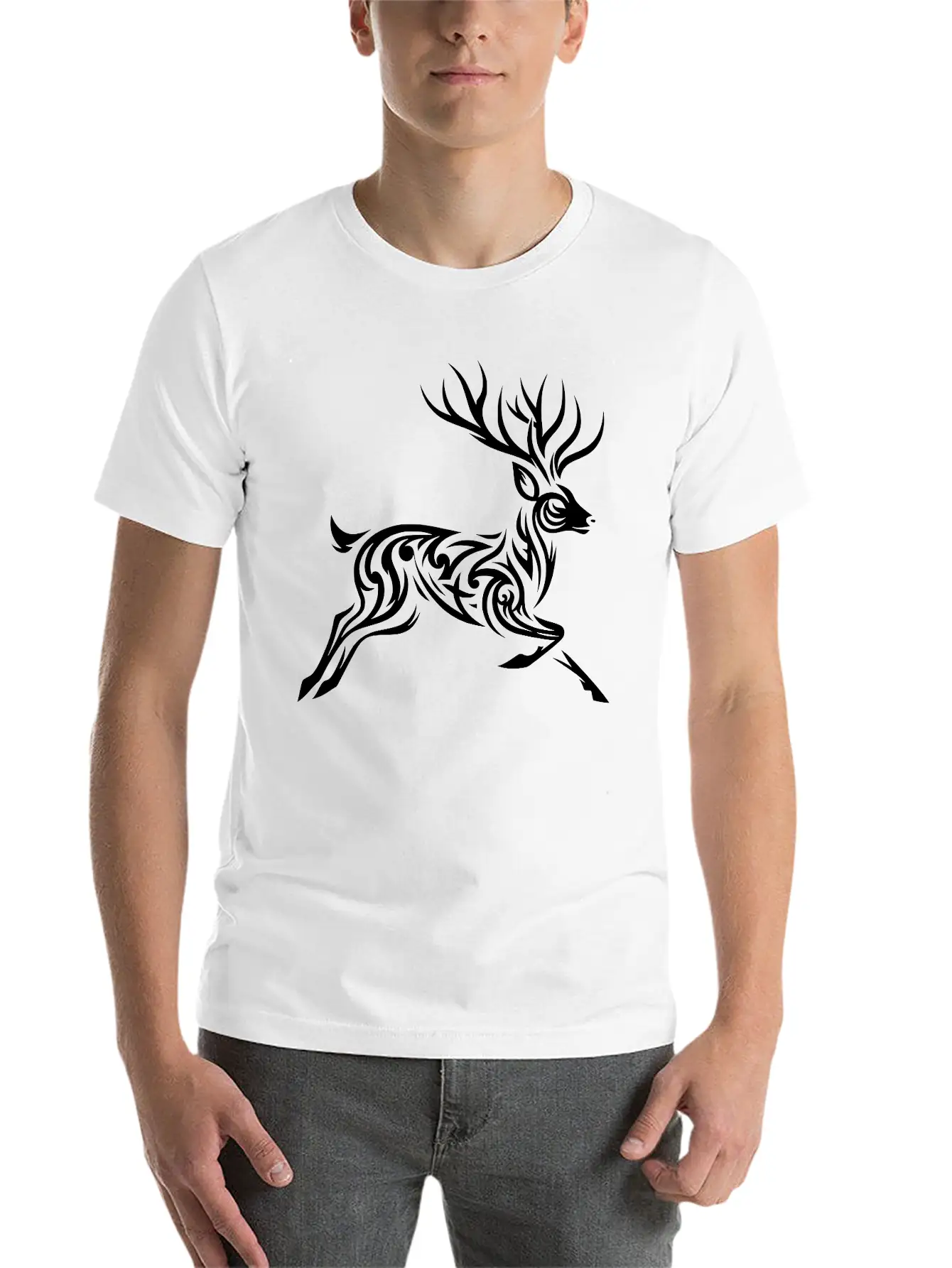 Tribal Deer Unisex Casual T-Shirt – Clean Design For Daily Comfort