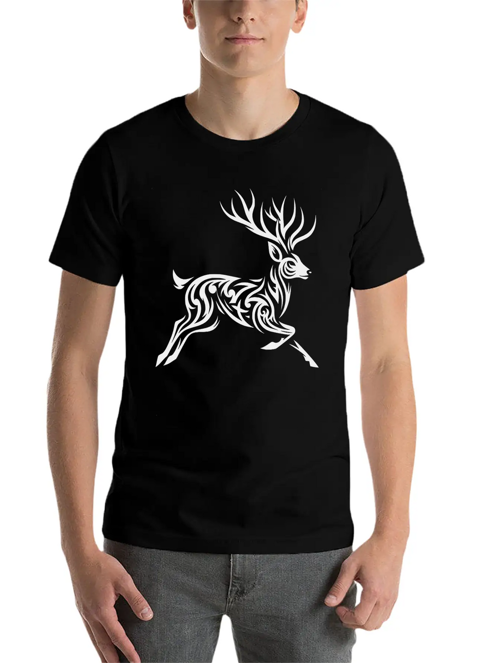 Tribal Deer Unisex Casual T-Shirt – Clean Design For Daily Comfort