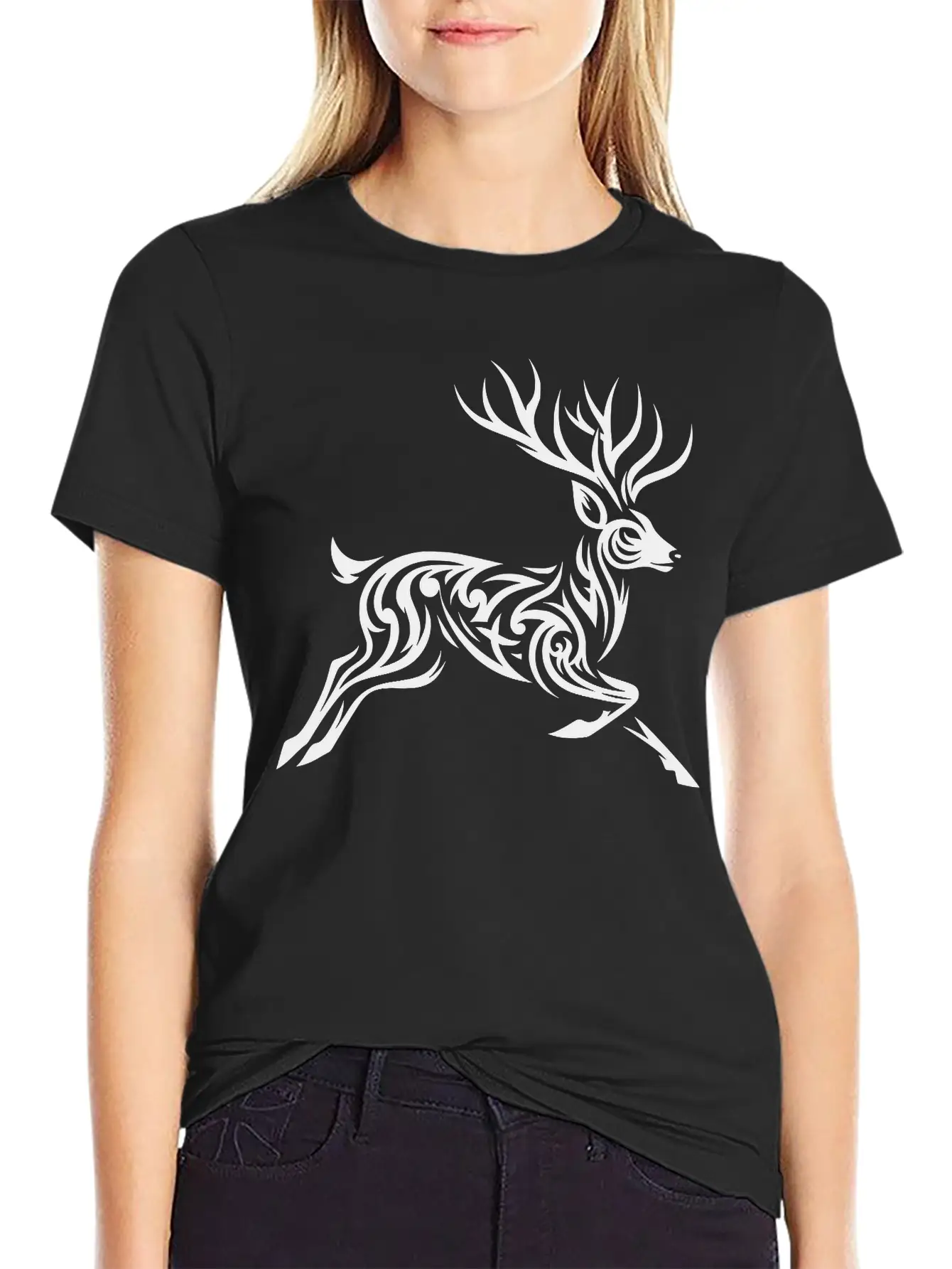 Tribal Deer Unisex Casual T-Shirt – Clean Design For Daily Comfort