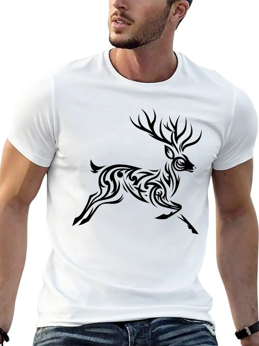 Tribal Deer Unisex Casual T-Shirt – Clean Design For Daily Comfort
