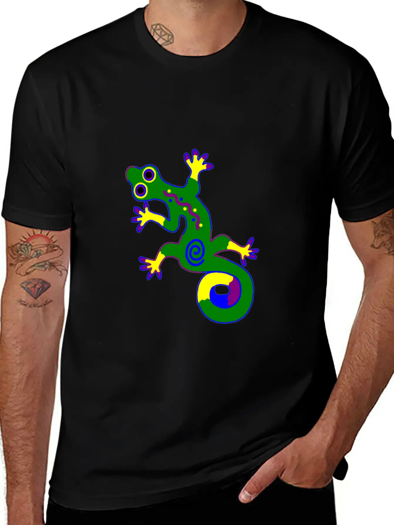 Tribal Gecko Unisex Short Sleeve Soft Cotton T-Shirt – Casual Everyday Wear