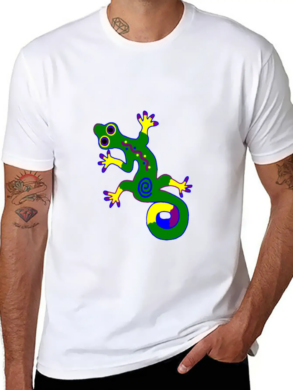 Tribal Gecko Unisex Short Sleeve Soft Cotton T-Shirt – Casual Everyday Wear