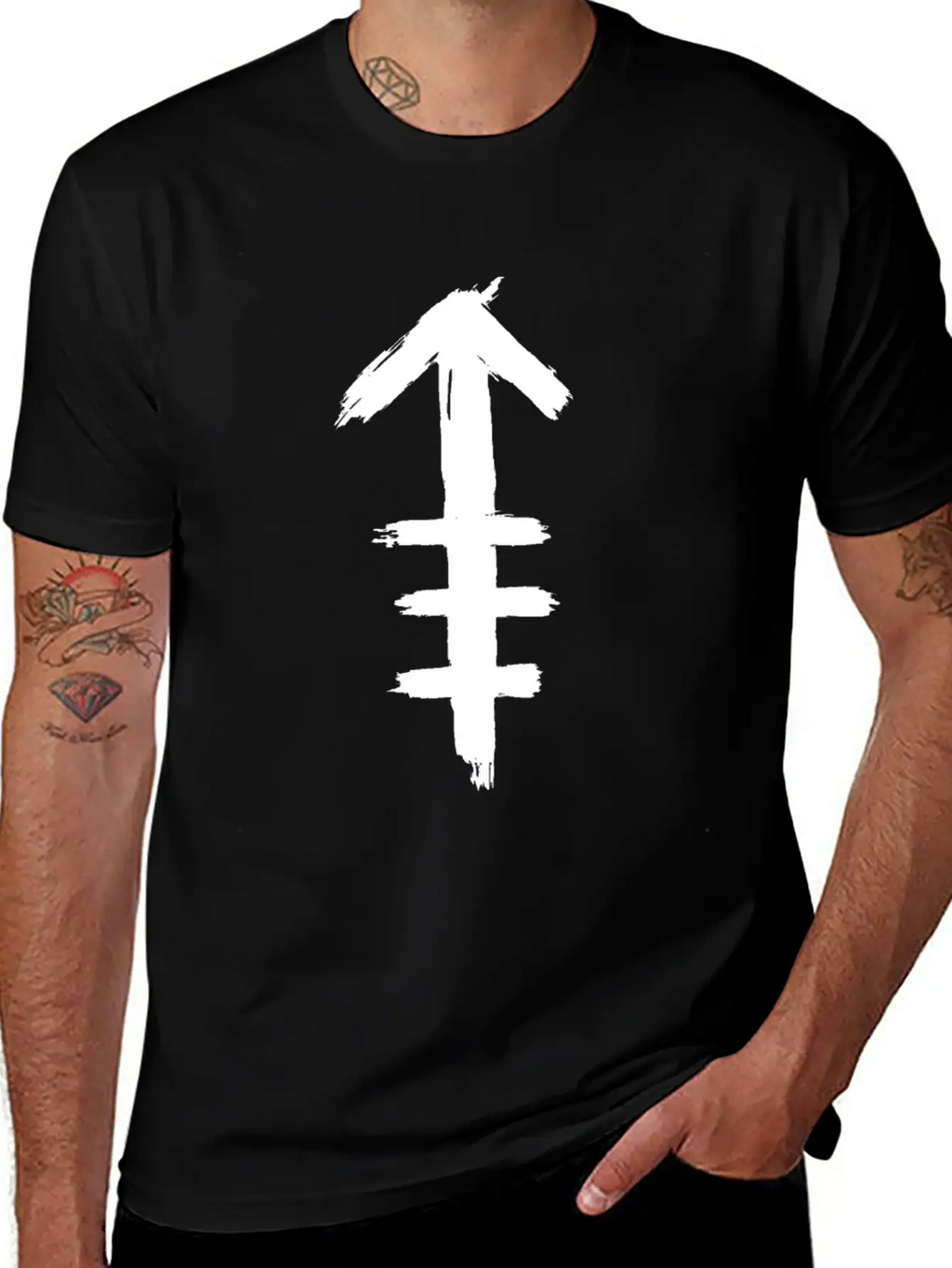 Tribal Indian Arrow Icon Symbol Tattoo Breathable Soft Cotton T-Shirt – Timeless Casual Look