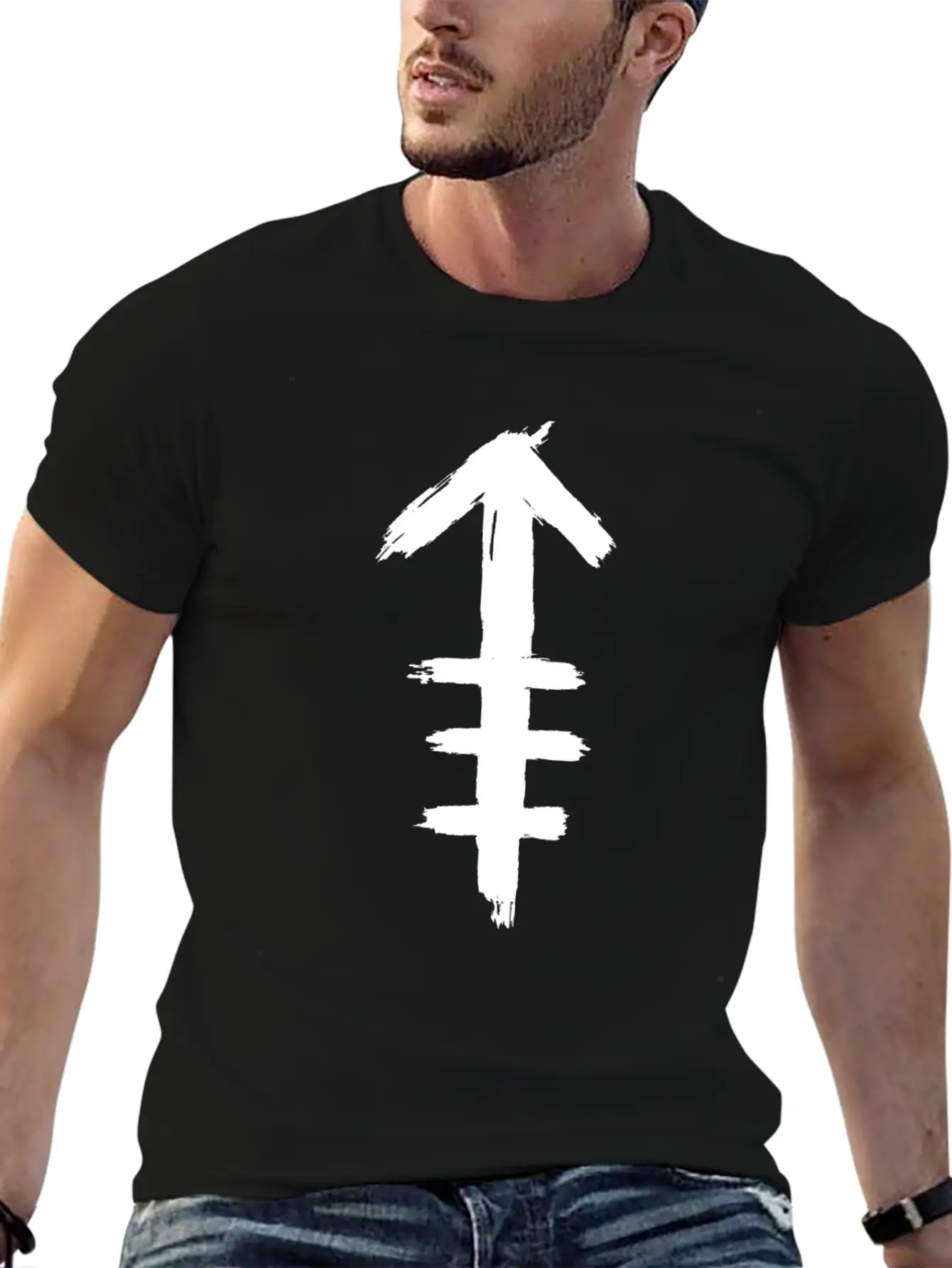 Tribal Indian Arrow Icon Symbol Tattoo Breathable Soft Cotton T-Shirt – Timeless Casual Look