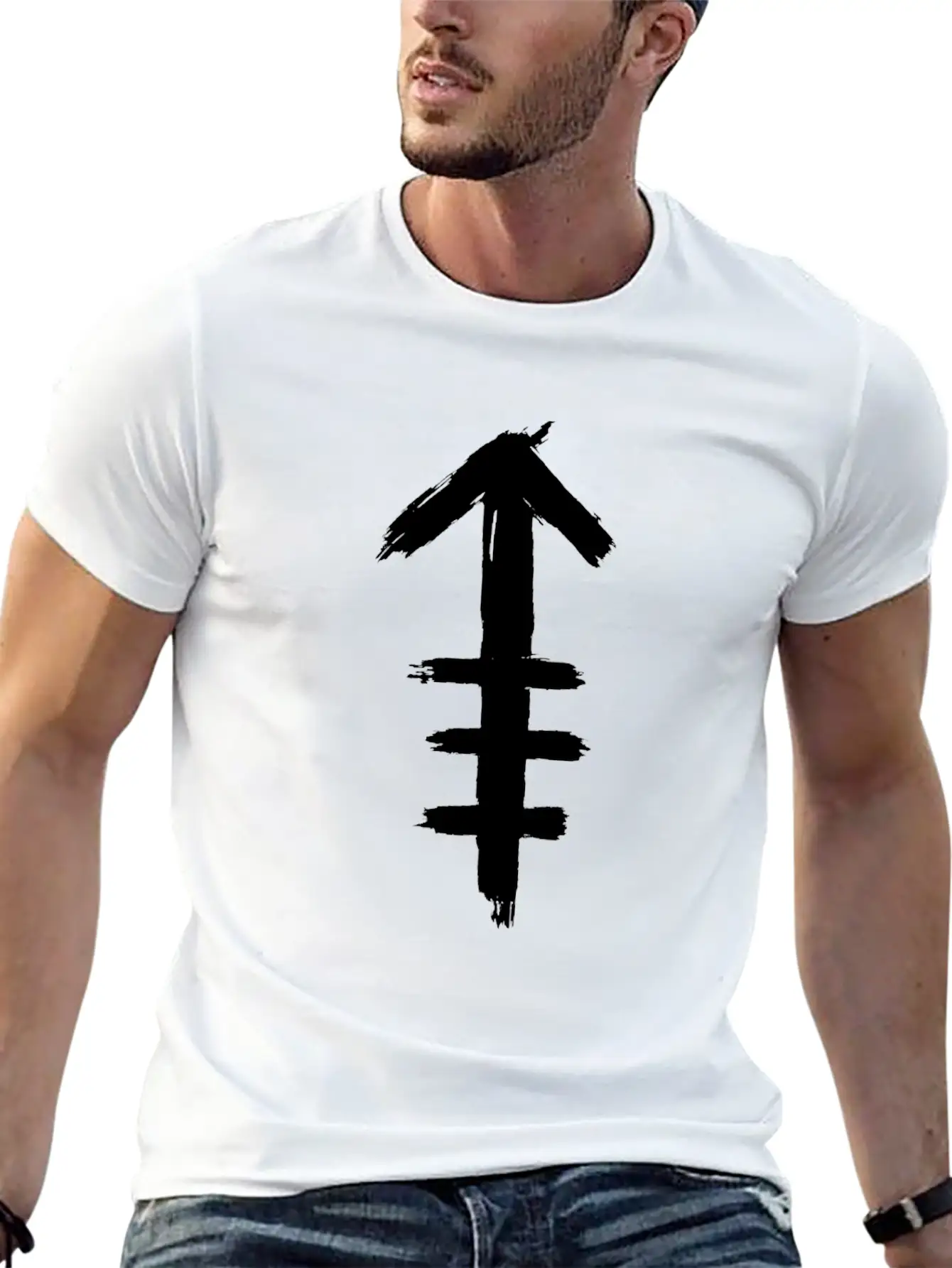 Tribal Indian Arrow Icon Symbol Tattoo Breathable Soft Cotton T-Shirt – Timeless Casual Look