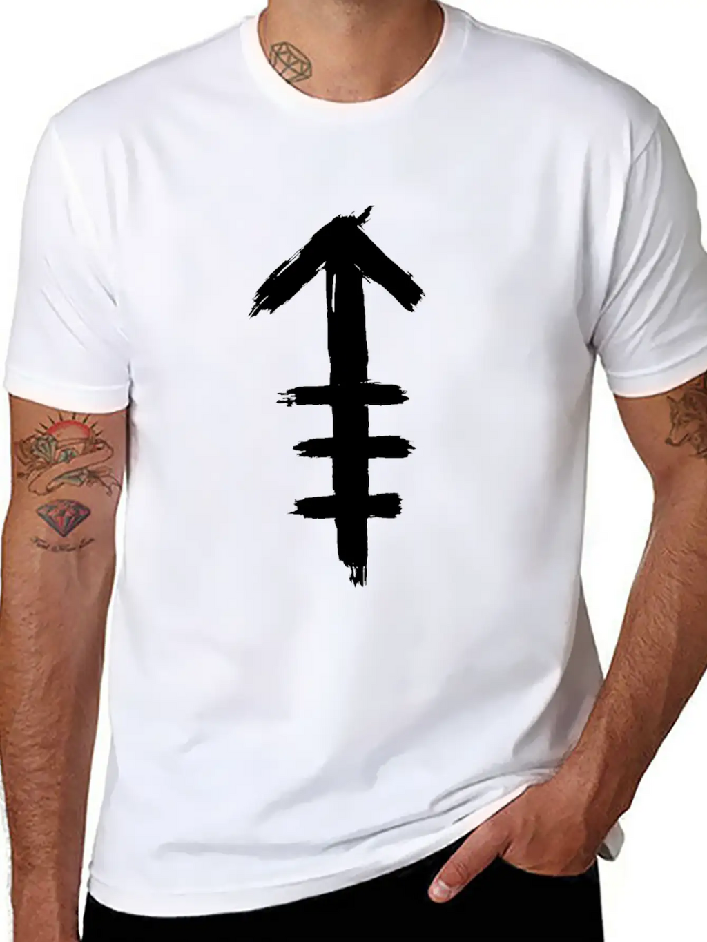 Tribal Indian Arrow Icon Symbol Tattoo Breathable Soft Cotton T-Shirt – Timeless Casual Look