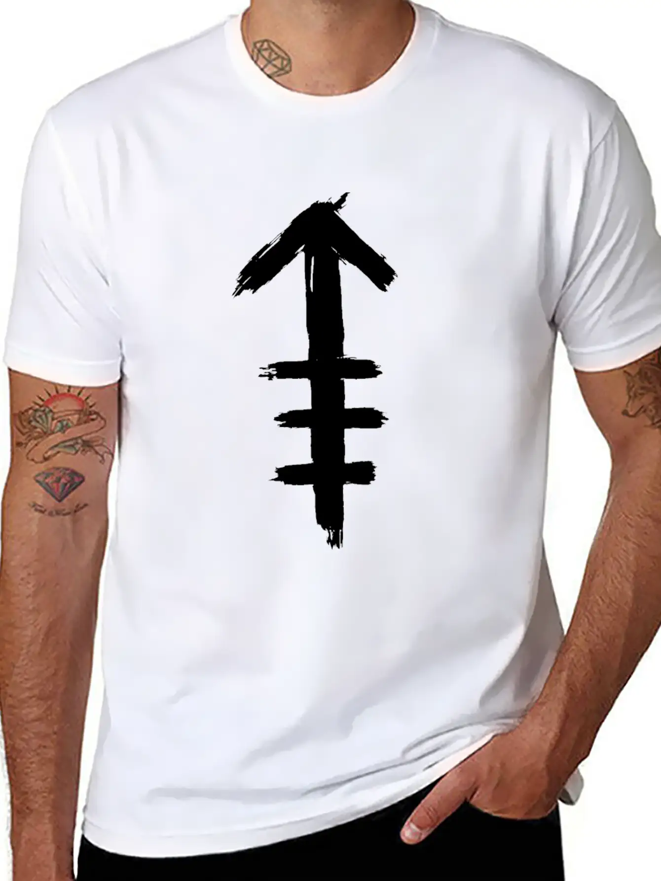 Tribal Indian Arrow Icon Symbol Tattoo Breathable Soft Cotton T-Shirt – Timeless Casual Look