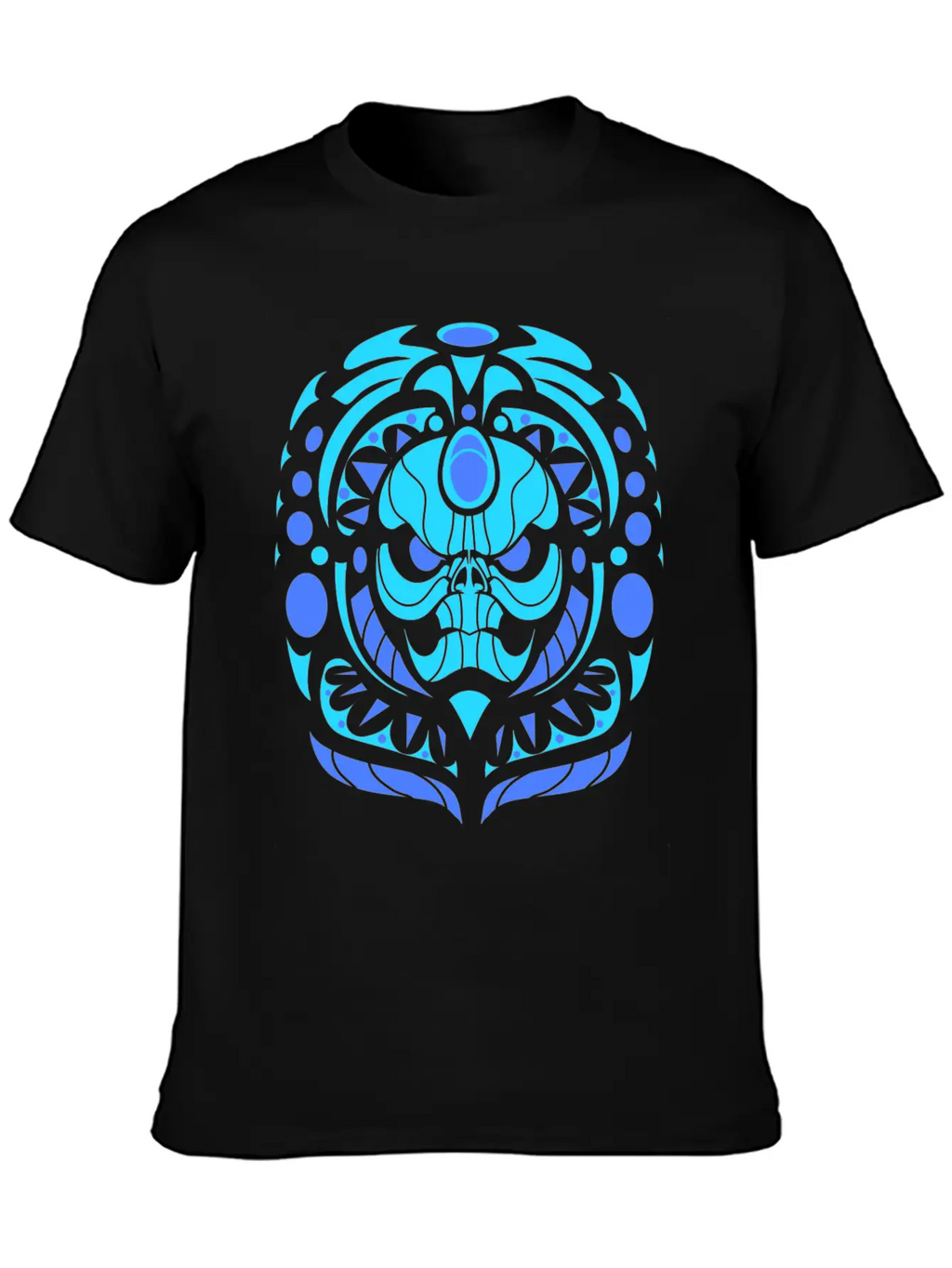 Tribal Skull Blue Unisex Casual T-Shirt – Clean Design For Daily Comfort